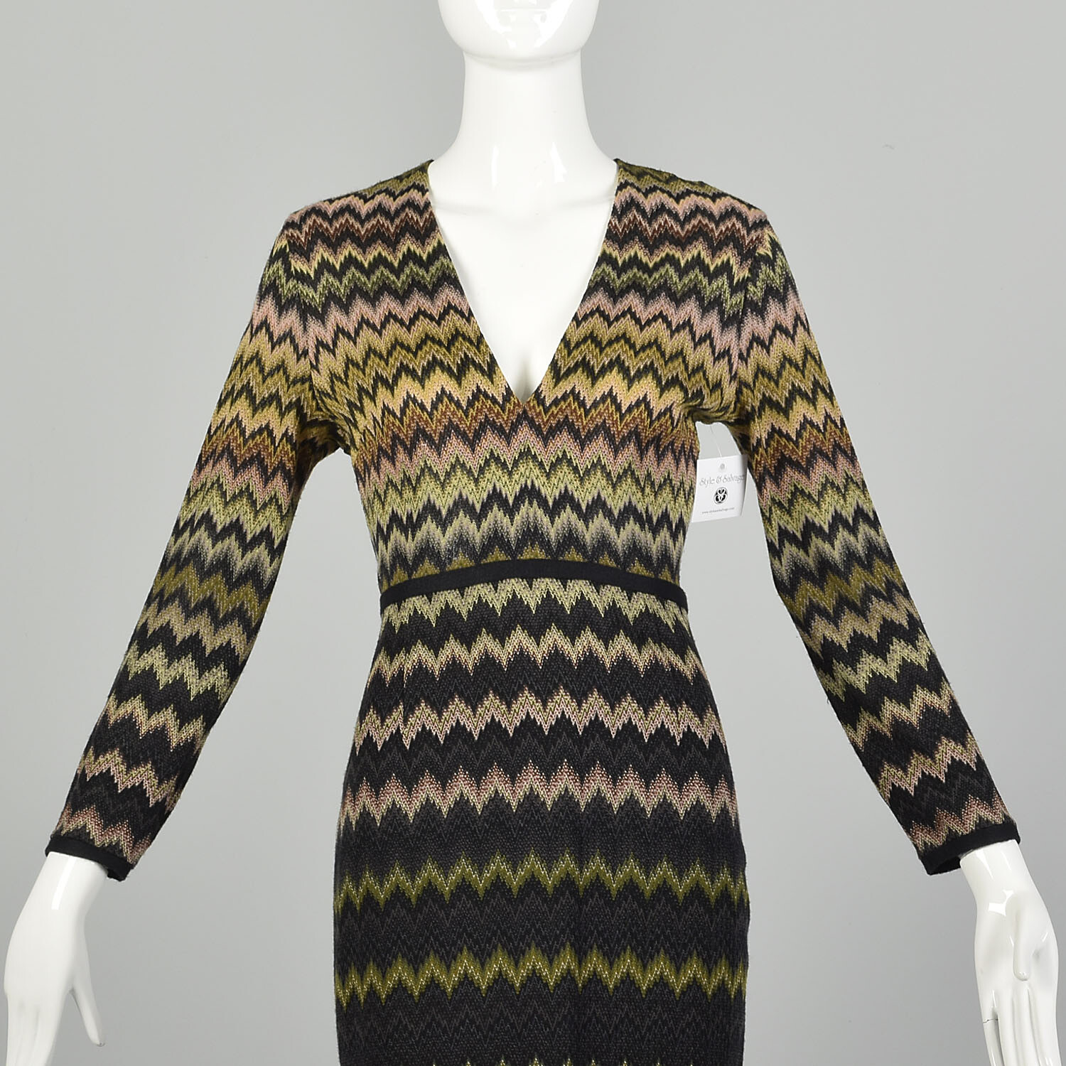 Small-Medium 1990s Zig-Zag Missoni Orange Label Dress Multicolored VTG 90s