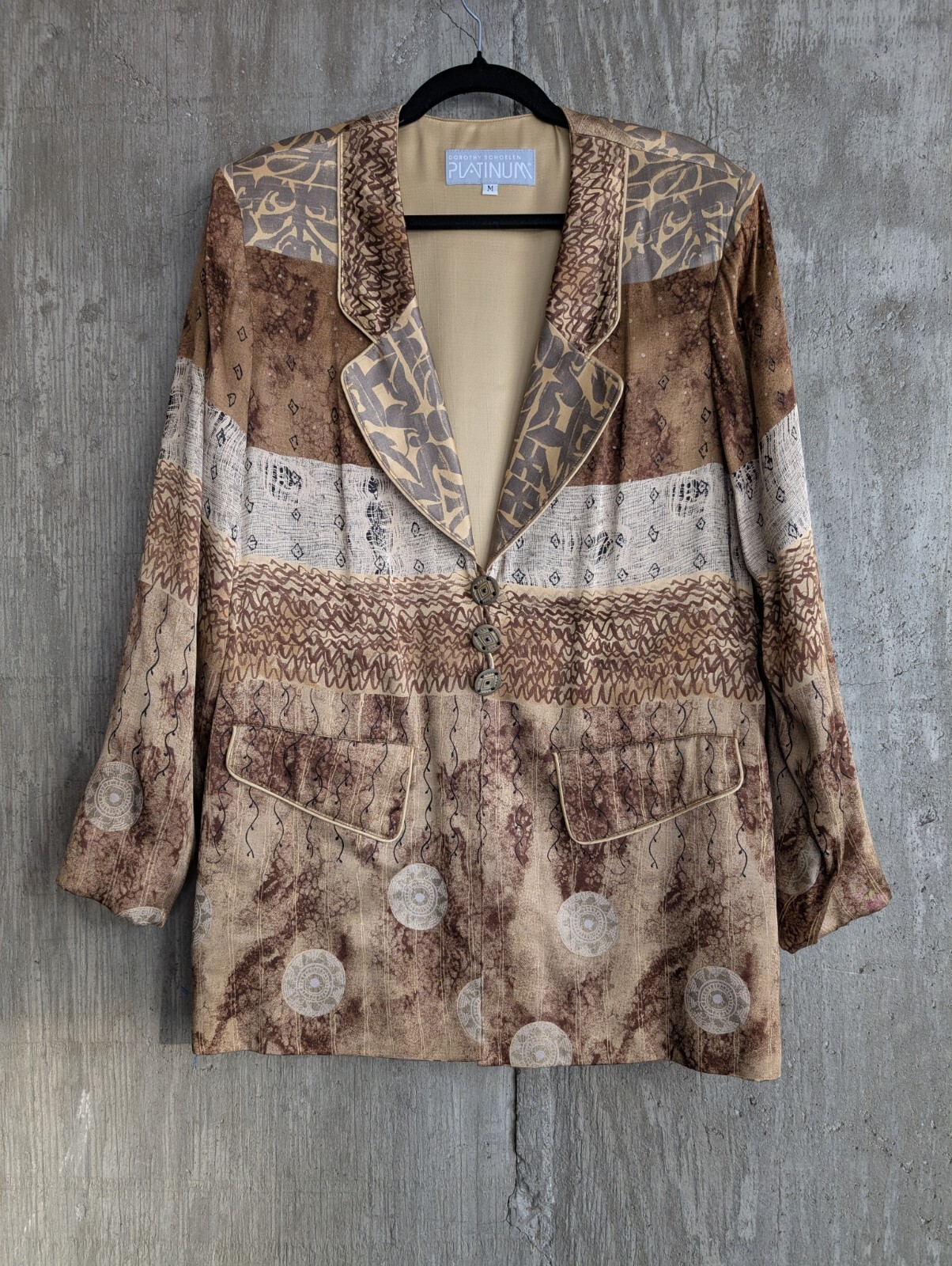 VTG* Platinum by Dorothy Schoelen Metallic Silver & Bronze Satin Blazer -Sz L