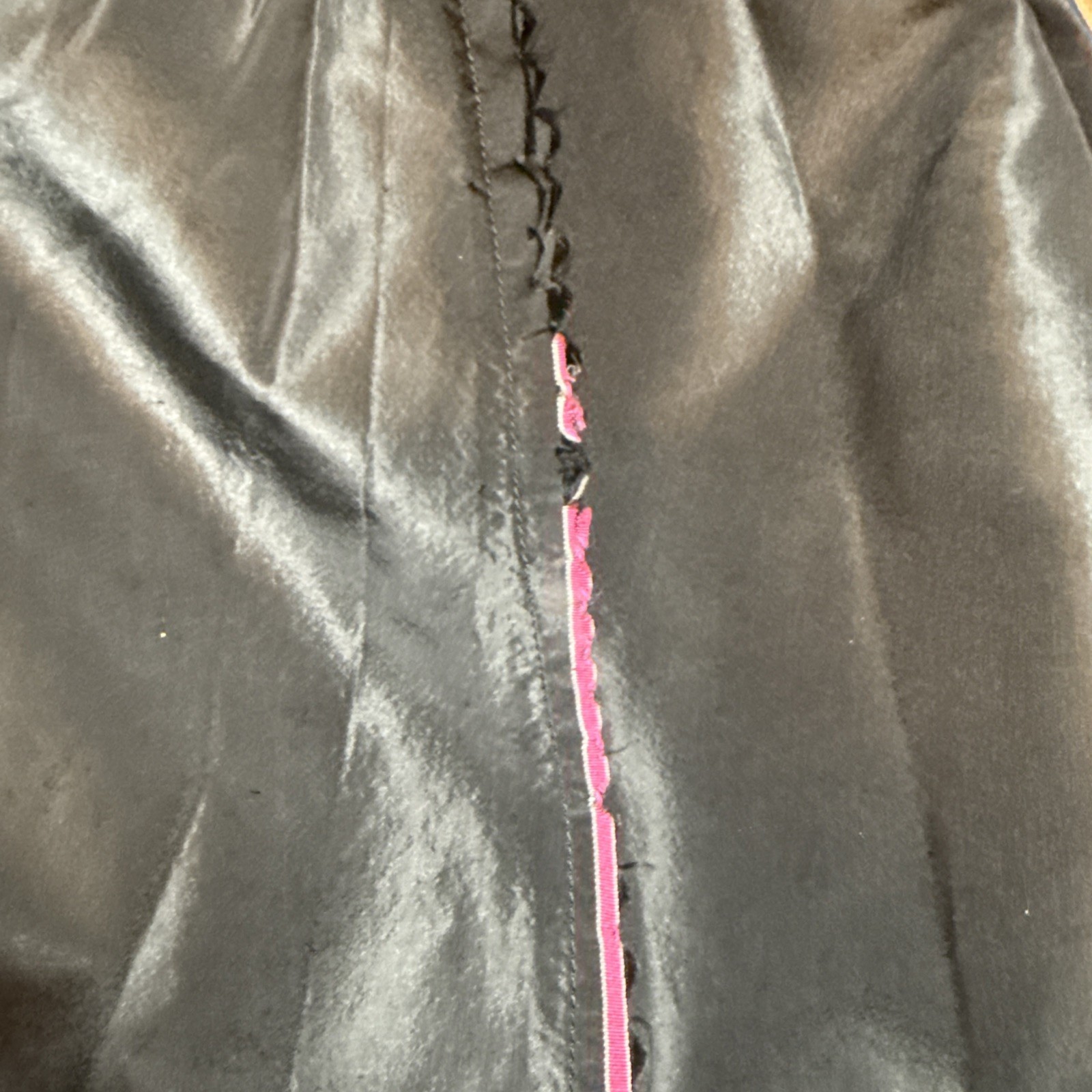 Antique Victorian Wounded Bird Silk Taffeta Petticoat – Pink Selvage – c. 1890