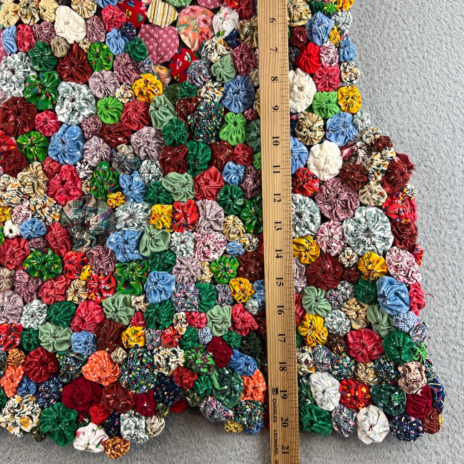 Vintage Handmade Vintage Yo-Yo Quilt Vest Multicolored Patchwork Folk Art Top