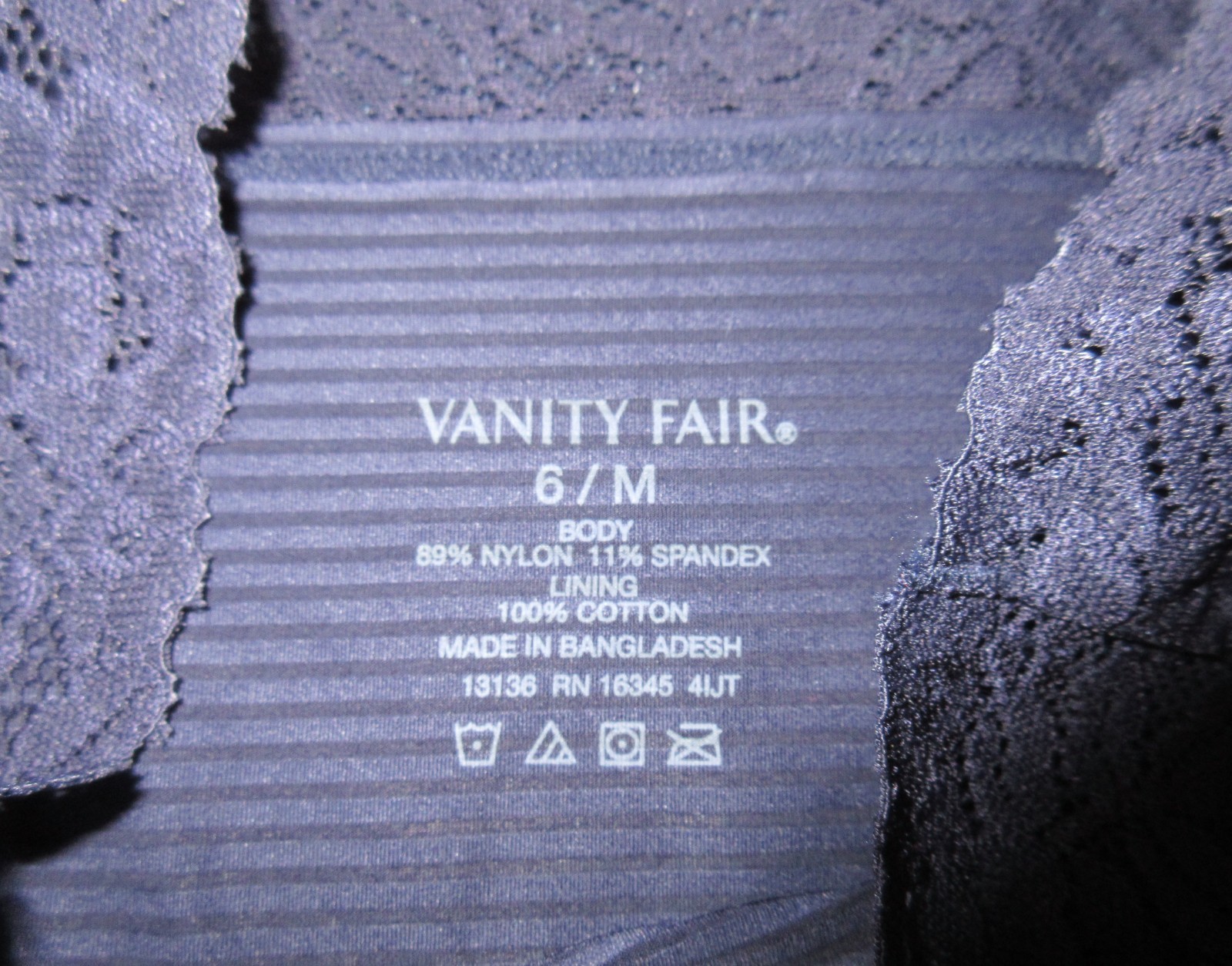 3 PR VANITY FAIR 13135 nylon stretch LACE LIGHT LUXE HI LEG panties 6/M