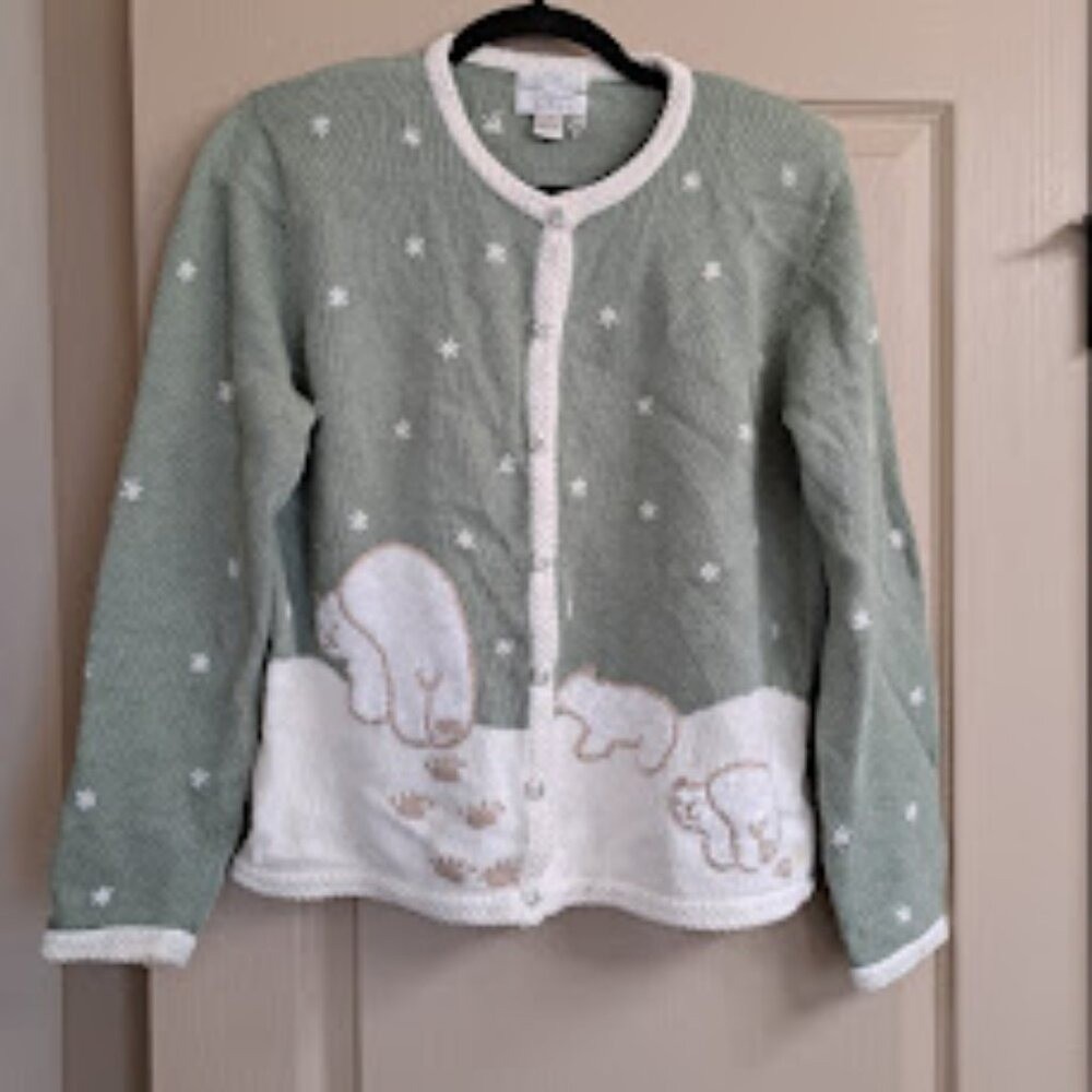 Christopher and Banks Hand embroidered VINTAGE polar bear sweater Women&rsquo;s Medium