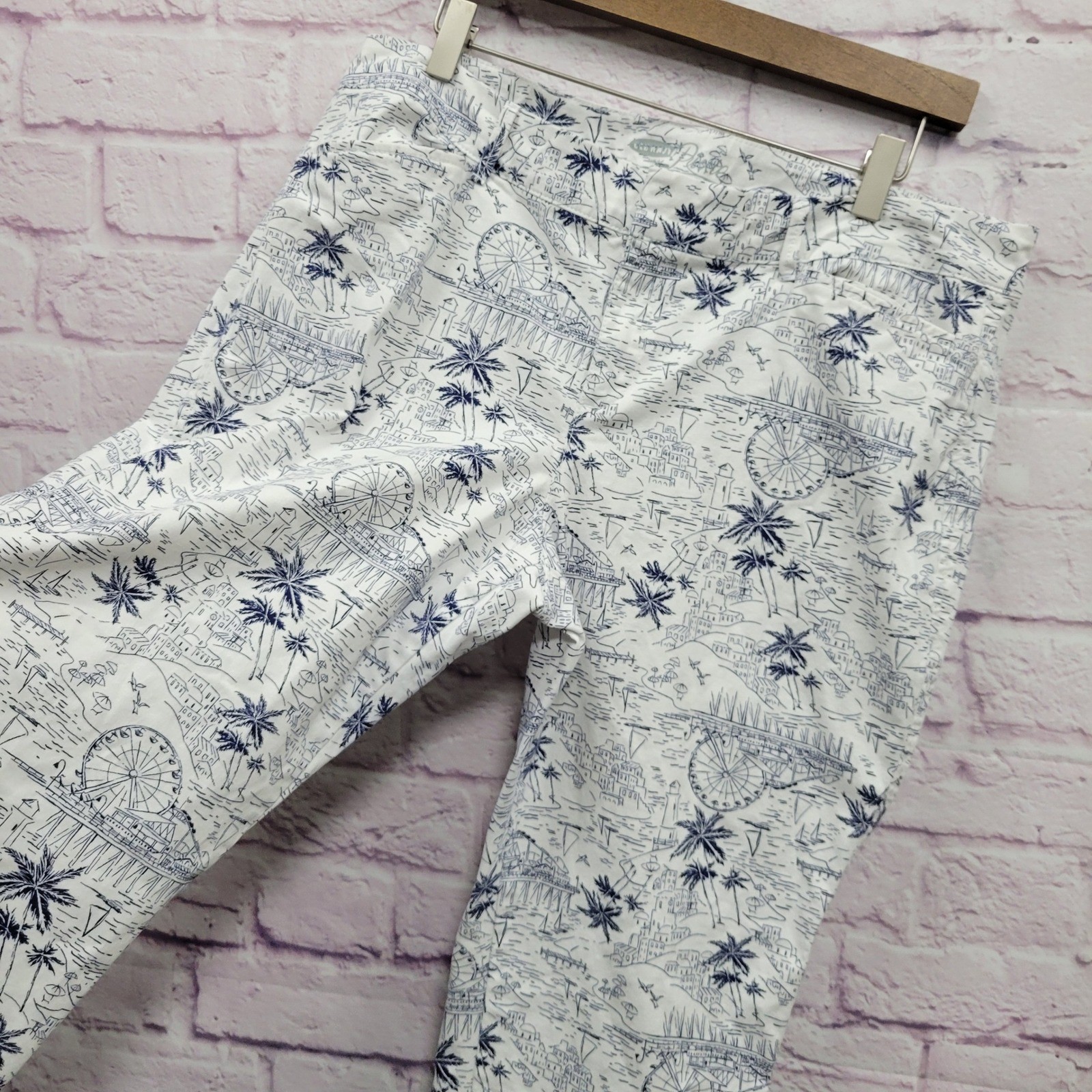 Old Navy Pixie Chino Ankle Pants Wmns 14 Scenic Toile Print Y2K Coquette Preppy