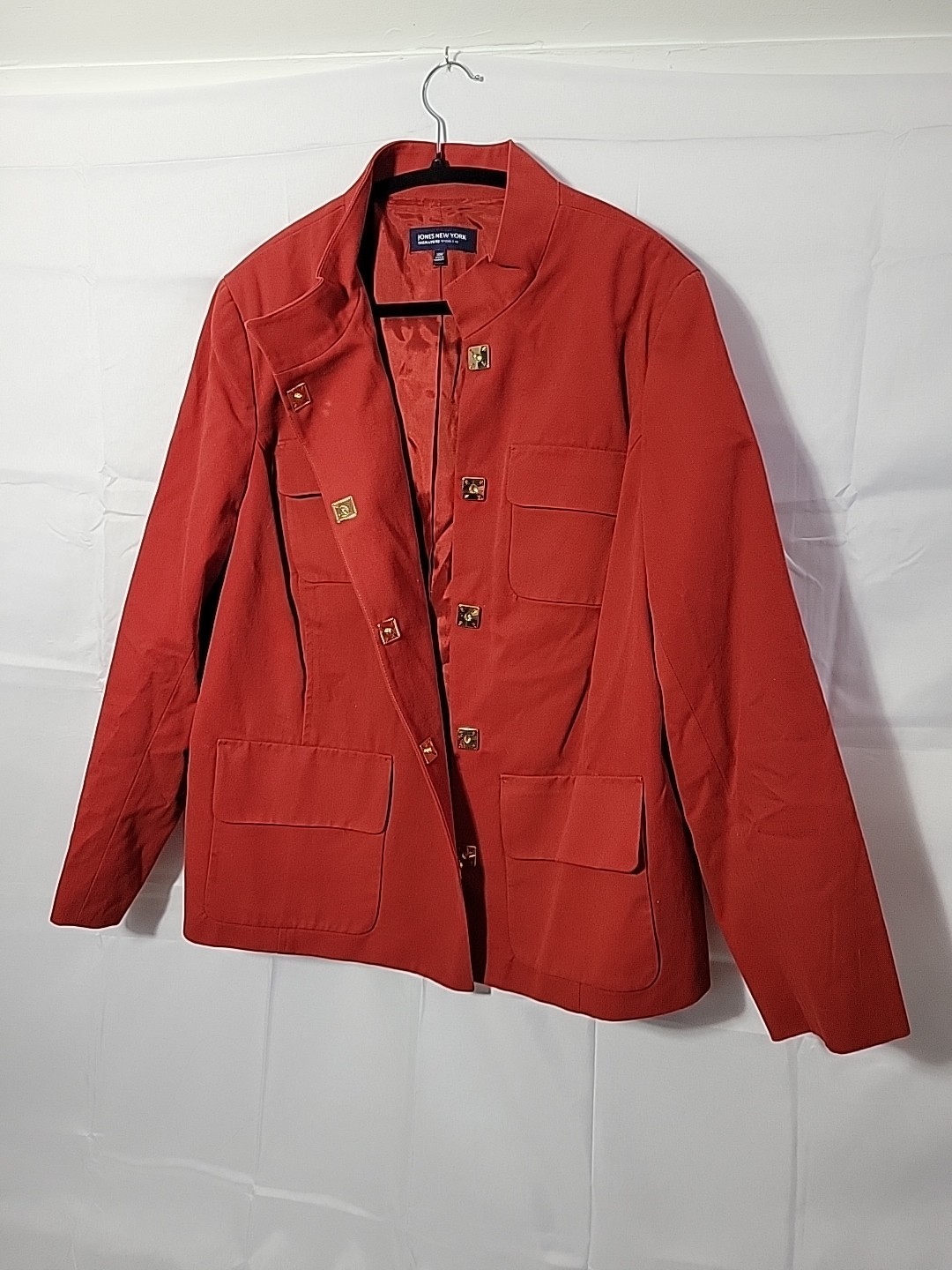 Vintage Women&rsquo;s Jones New York Military Style Double Breast Blazer Red Size 18