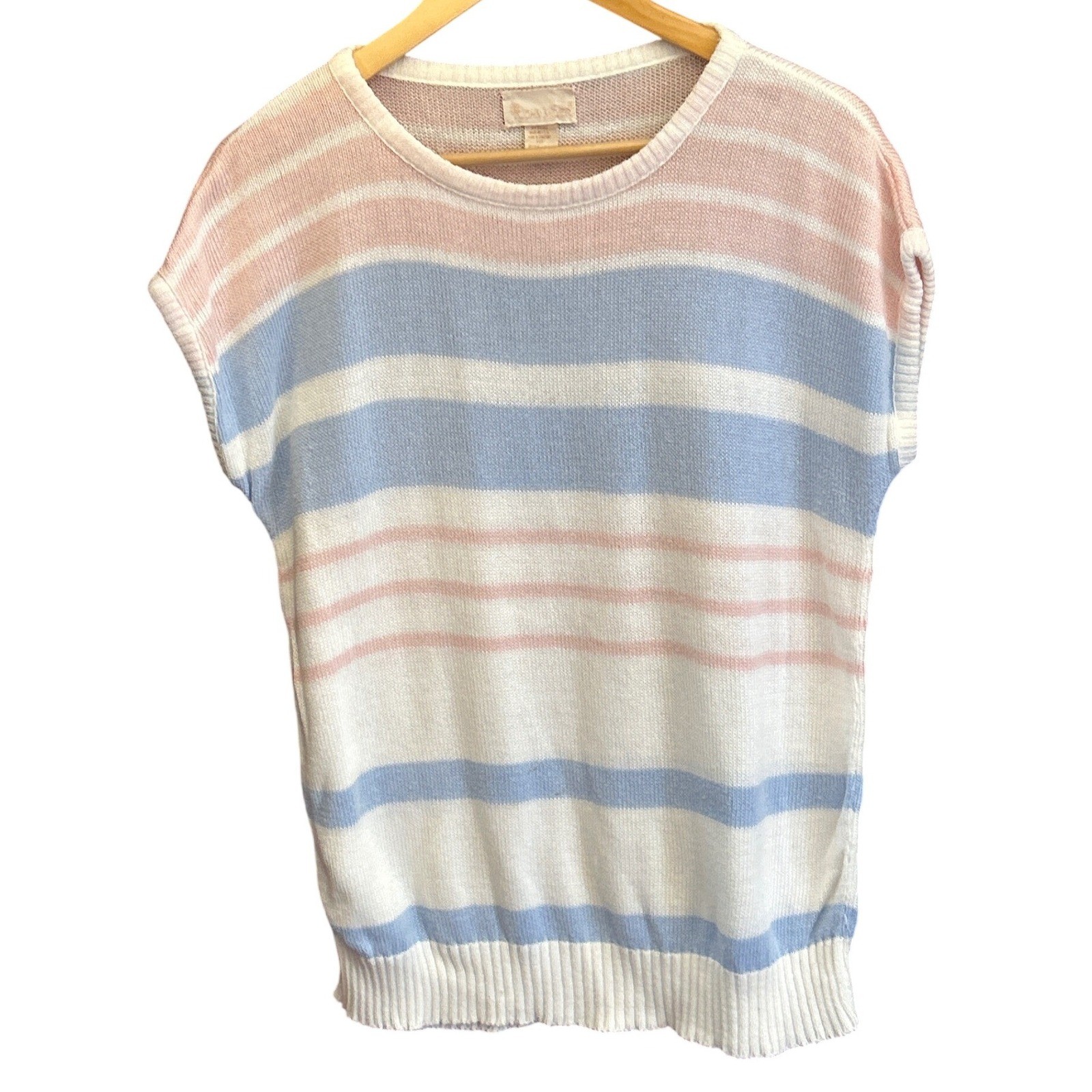 Vintage 80s John Meyer Knit Sweater Pastel Striped Coastal Preppy Soft Girl