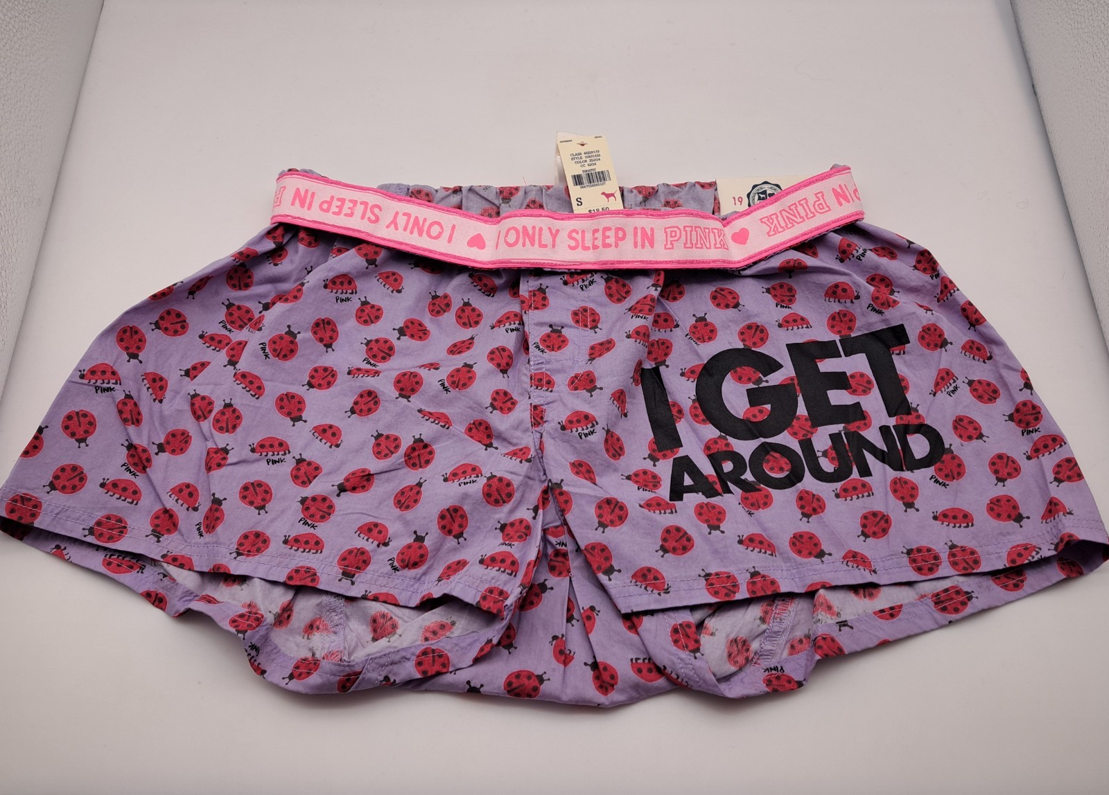 Y2K Victoria&rsquo;s Secret PINK « I GET AROUND » Ladybug Boxer Sleep Shorts Sm VTG NWT