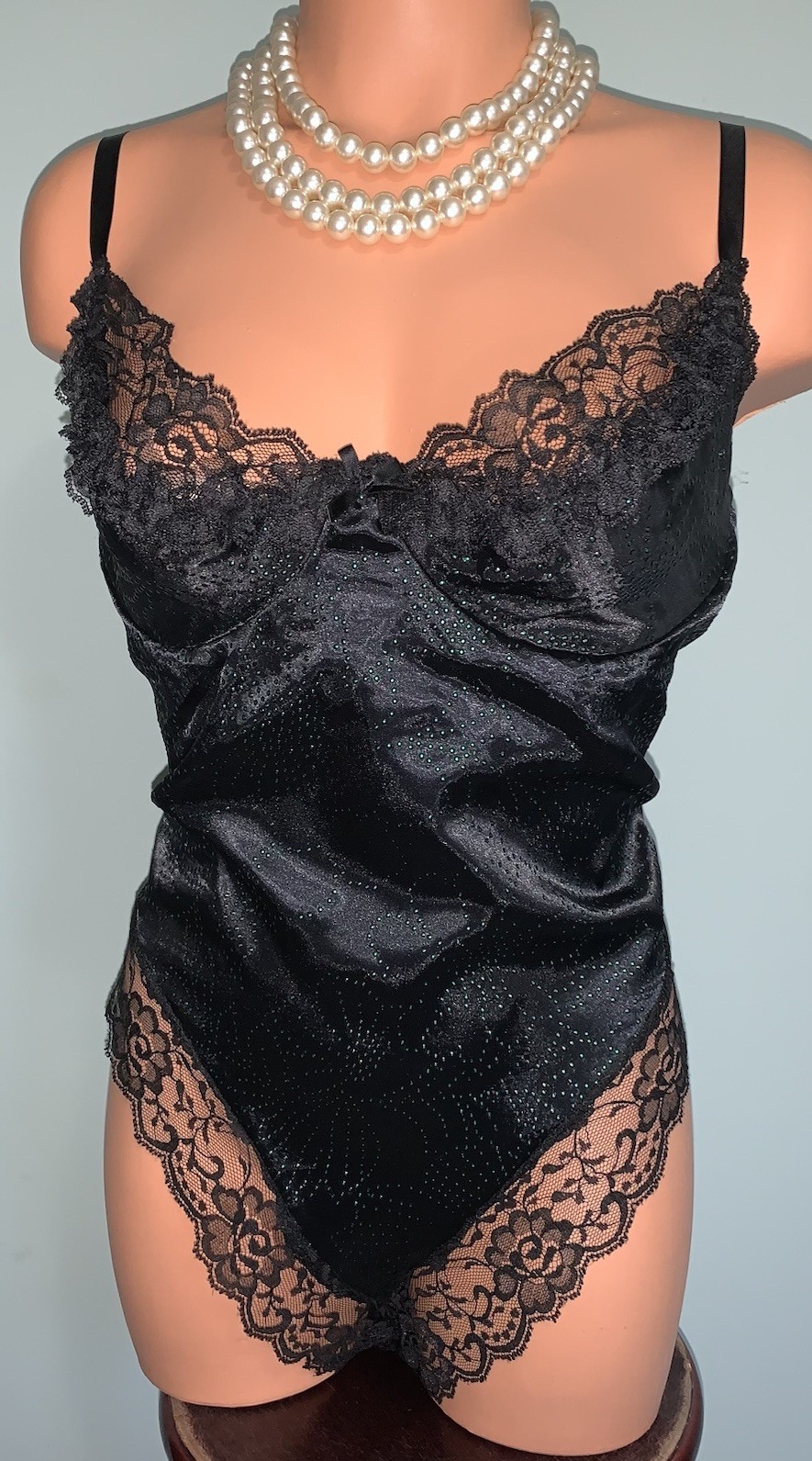 Vtg Satin & Chiffon Teddy Faris Style Nylon Lingerie 1X Plus sz Underwire