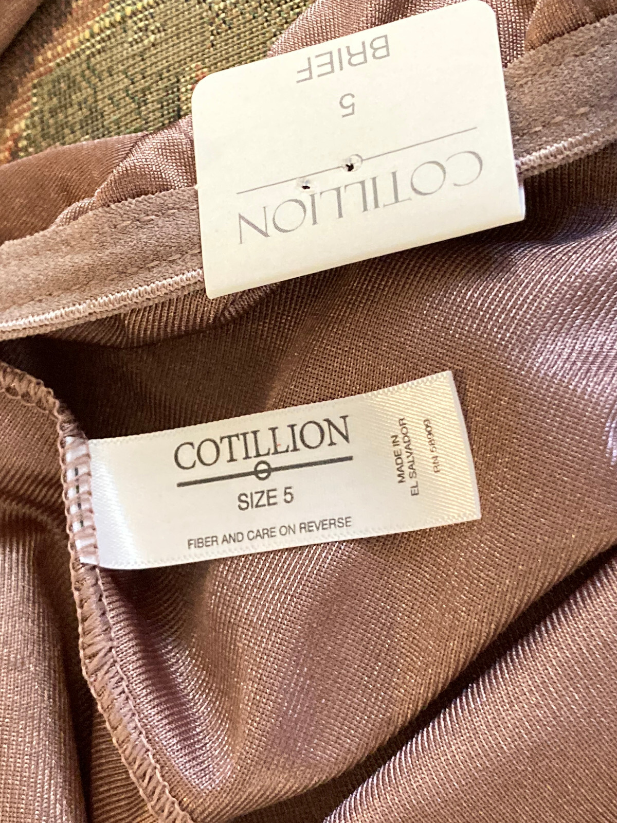 923 COTILLION 5/Small Espresso Silky Shiny SATIN All Nylon Brief Panty NWT VTG