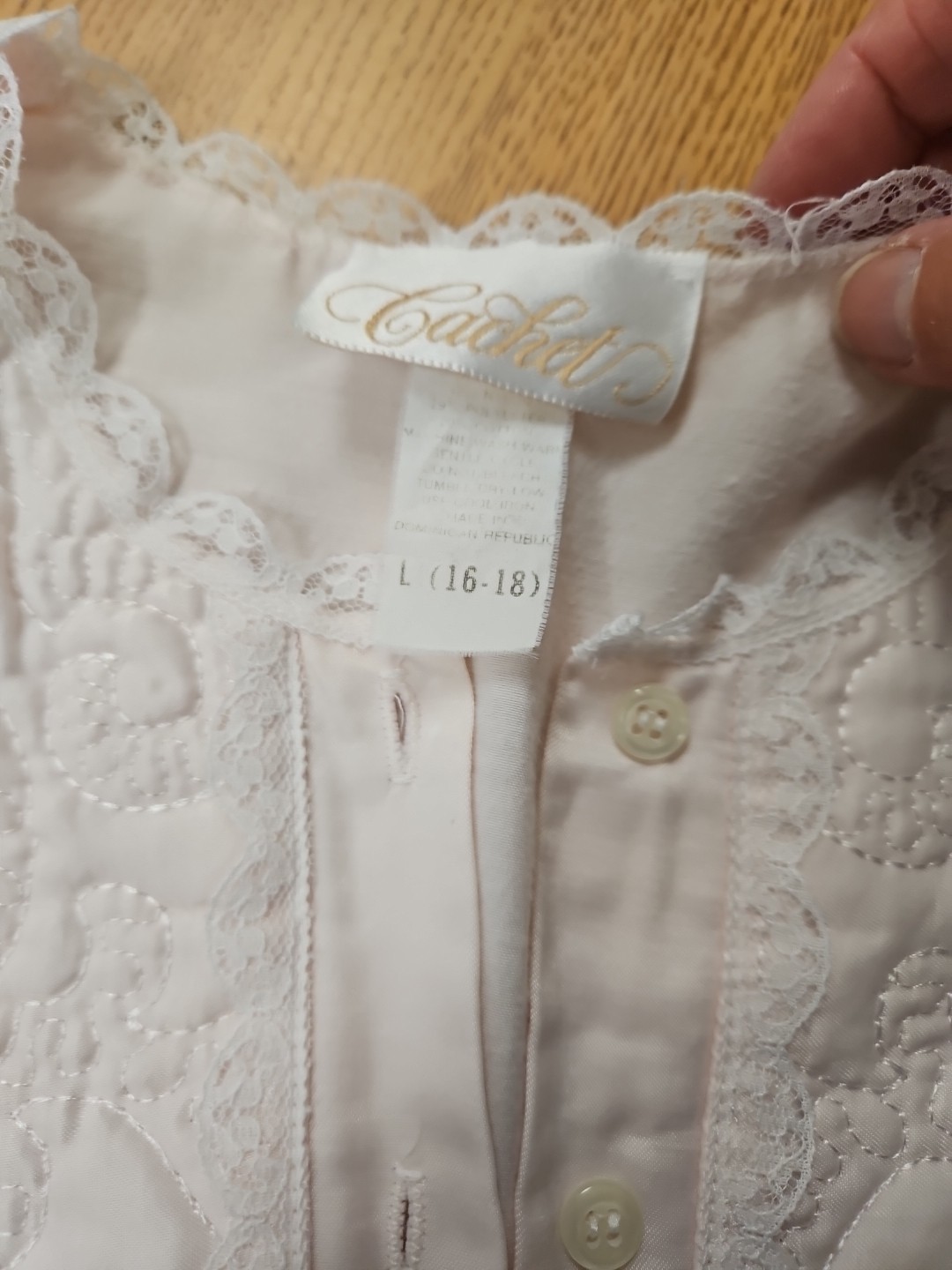 Vintage Cachet Size Large (16-18) Long Pink Embroidered Nightgown