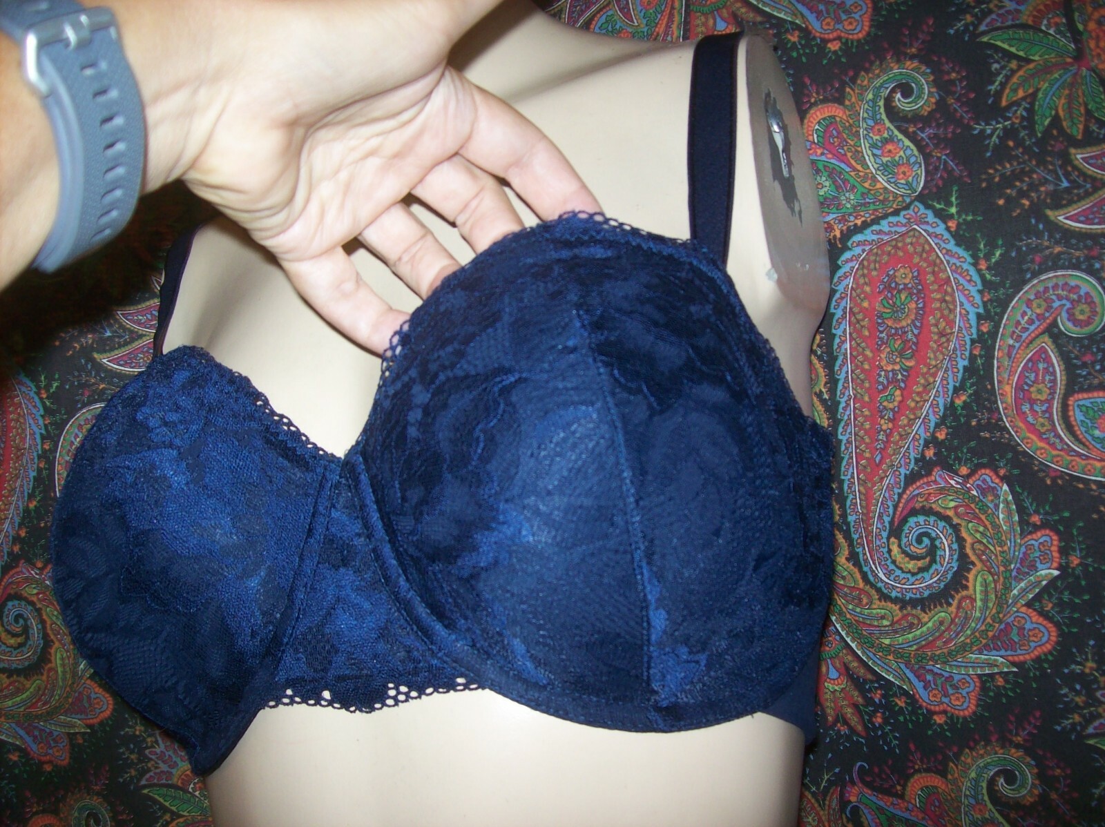 Soma Navy Blue Lace Cup Embraceable Balconette Unpadded Cup Bra 38DD