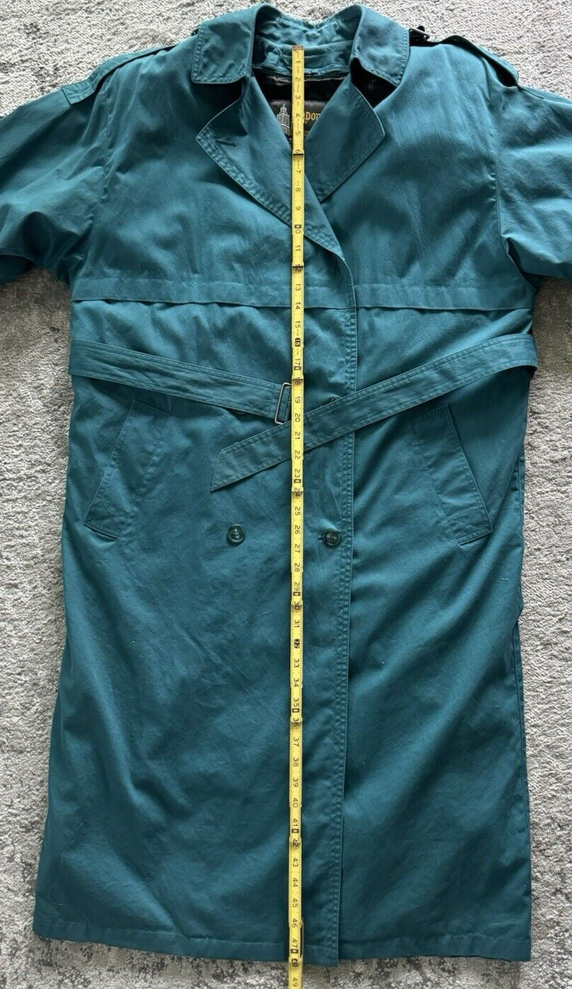 VTG London Fog All-Weather Trench Coat Women&rsquo;s Sz 14 Classic Teal w/Wool Lining