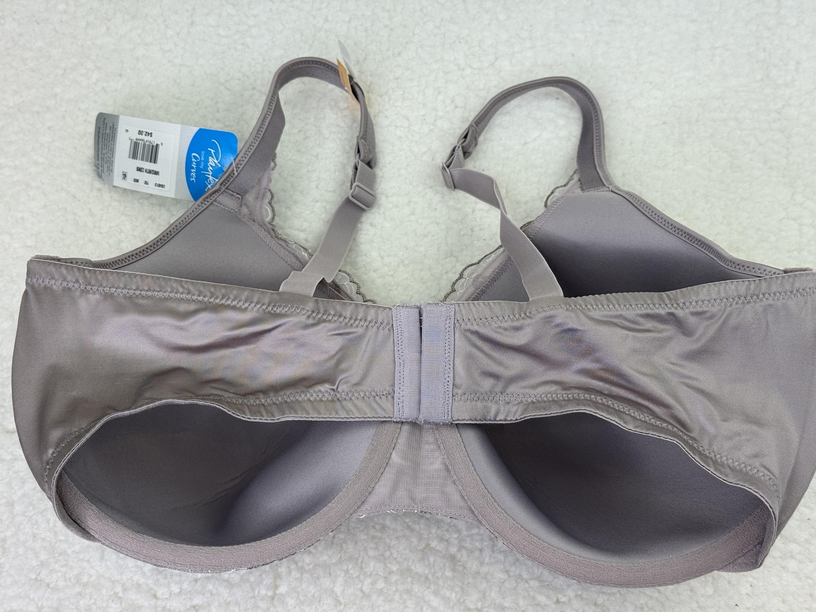Playtex Bra Womens 38DD Gray Love My Curves Lace Underwire WMSMITH COMB