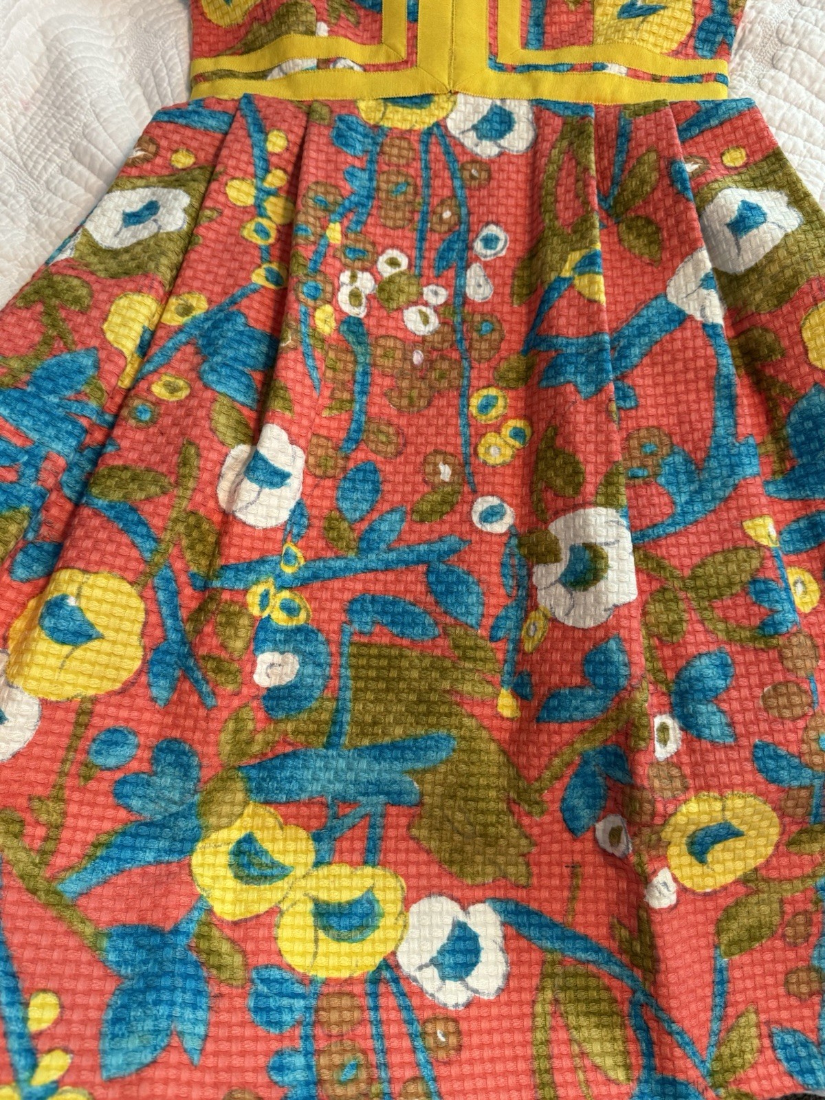 Vintage 1960s Elinor Simmons Malcolm Starr Textured Floral Mod ALine Dress Small