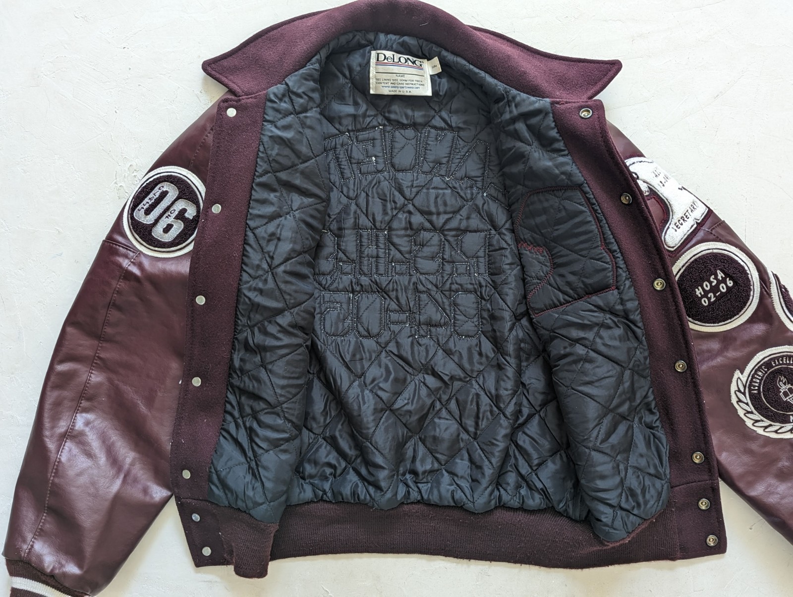 DeLONG Planoettes PSHS Varsity Jacket Maroon Wool Small Plano Senior High School