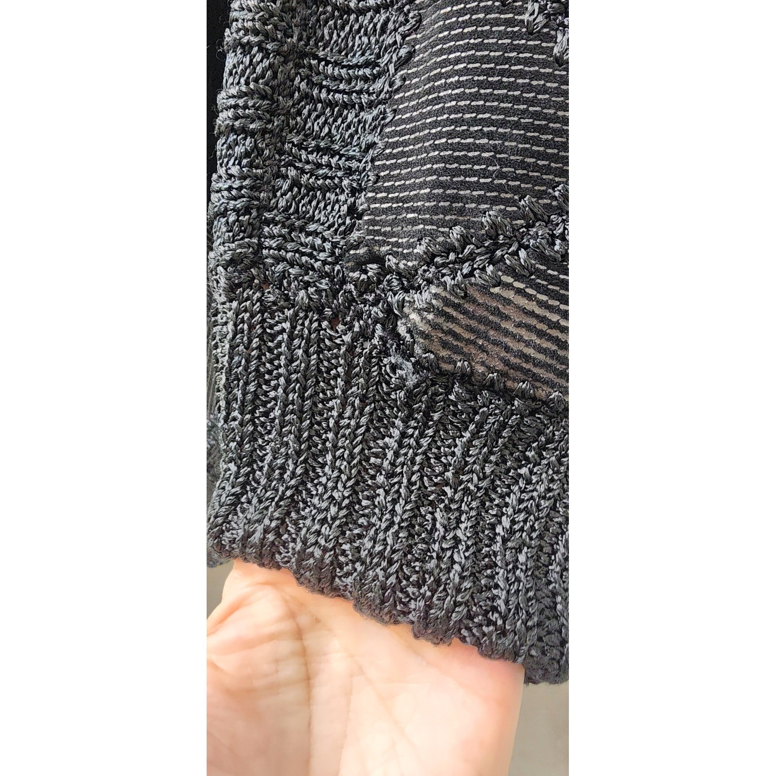 Vintage Black Diamond Knit 2 Piece Set Batwing Top Scalloped Midi Skirt L XL