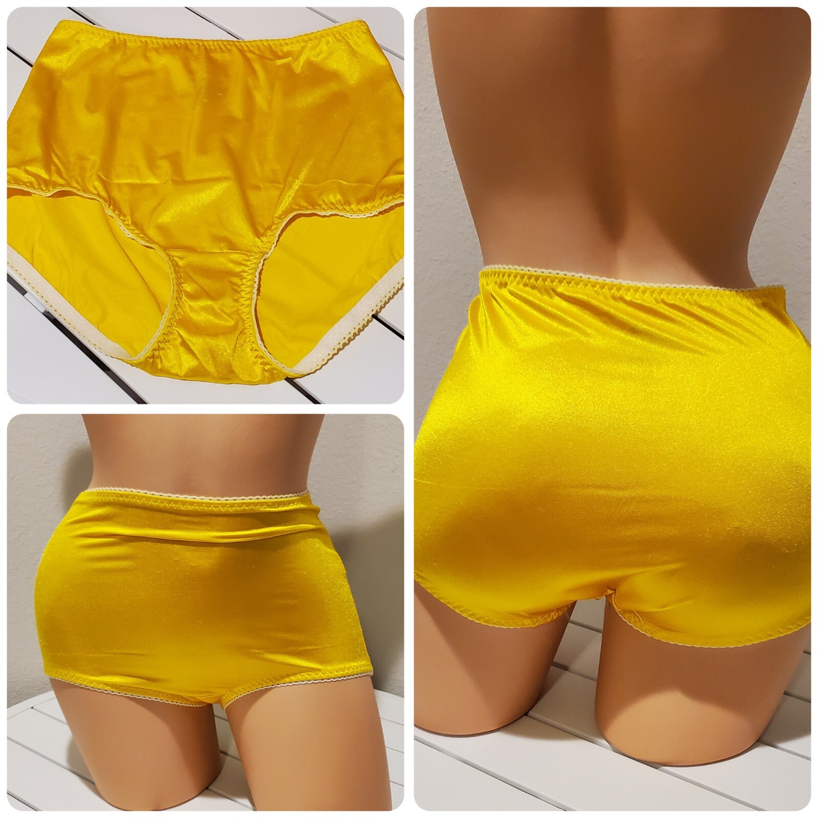 Flawed Vanity Fair 40301 Satin Stretch Support Brief Panty Carnation Yellow 7/L