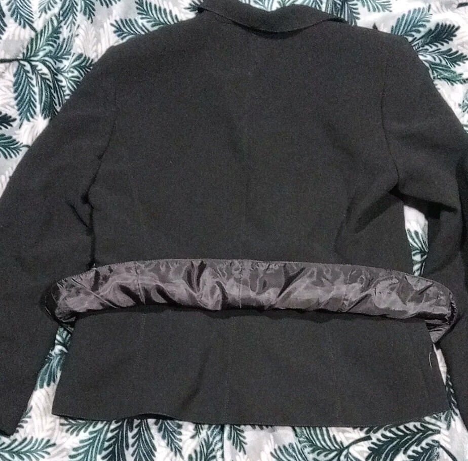 Vntg Larry Levine 90s Short Suit Jacket Blazer Black Single Button No Flaw SZ 12