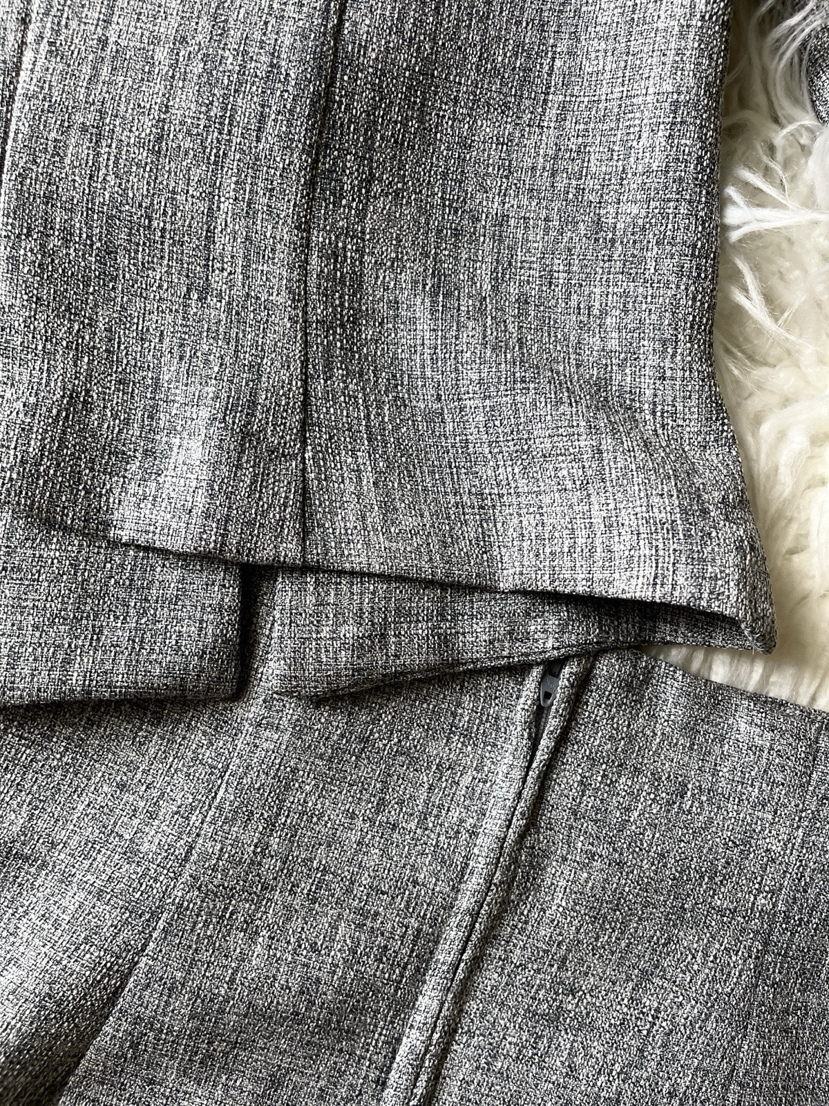 Vtg 90s Gray Tweed Mini Skirt Jacket Set Breakin Loose 7/8