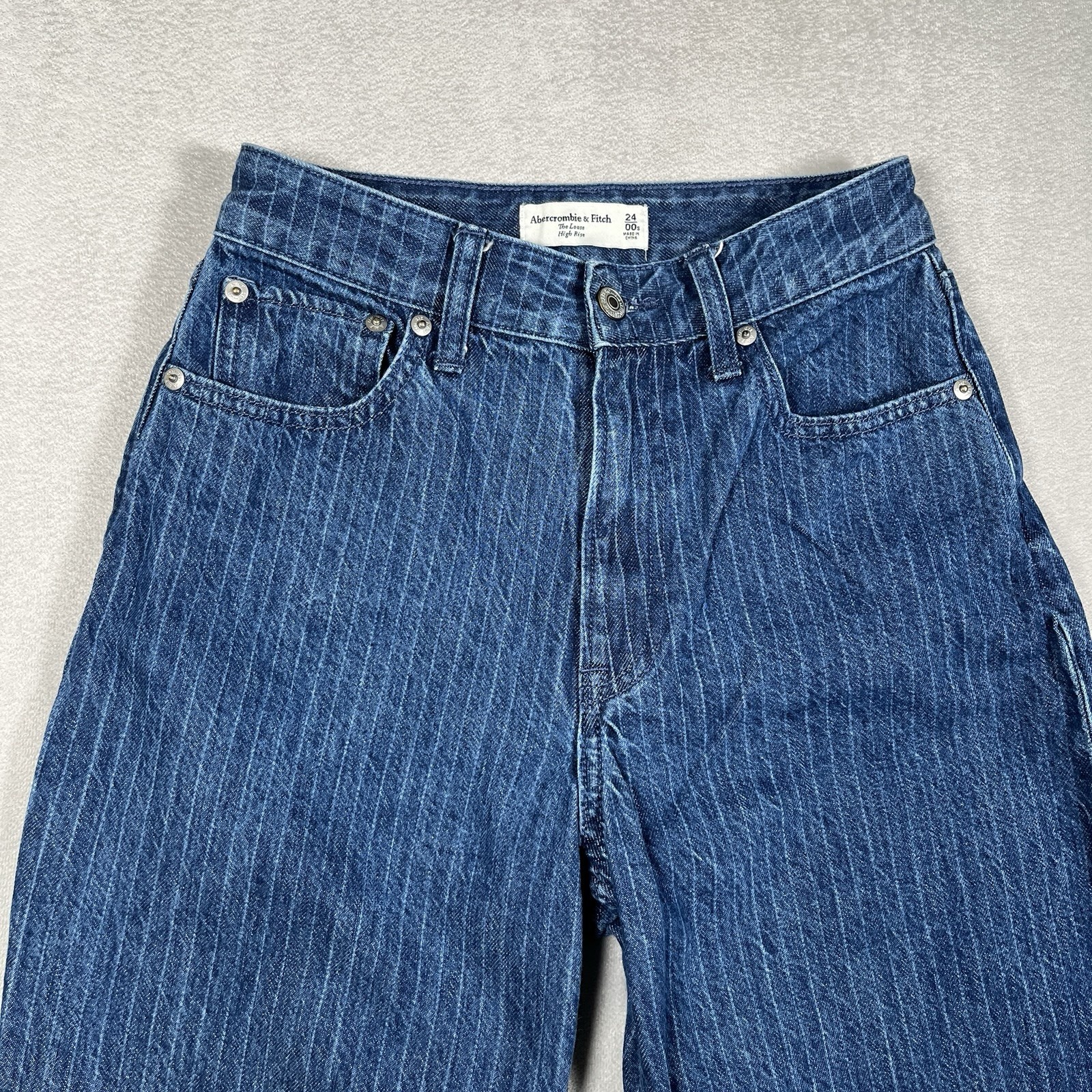 Abercrombie & Fitch | Curve Love The Loose High Rise Jeans Women 24 Pin Striped