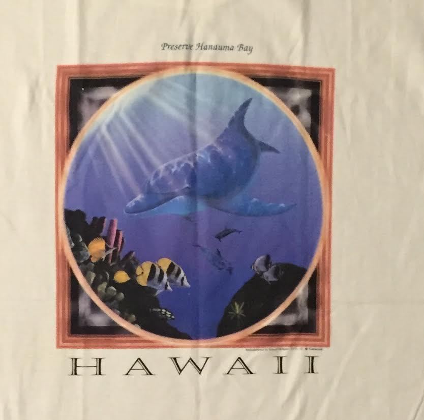 VINTAGE 90&rsquo;S « HANAUMA BAY – HAWAII » T-SHIRT – NEW – WHITE – UNISEX – XL – HANES