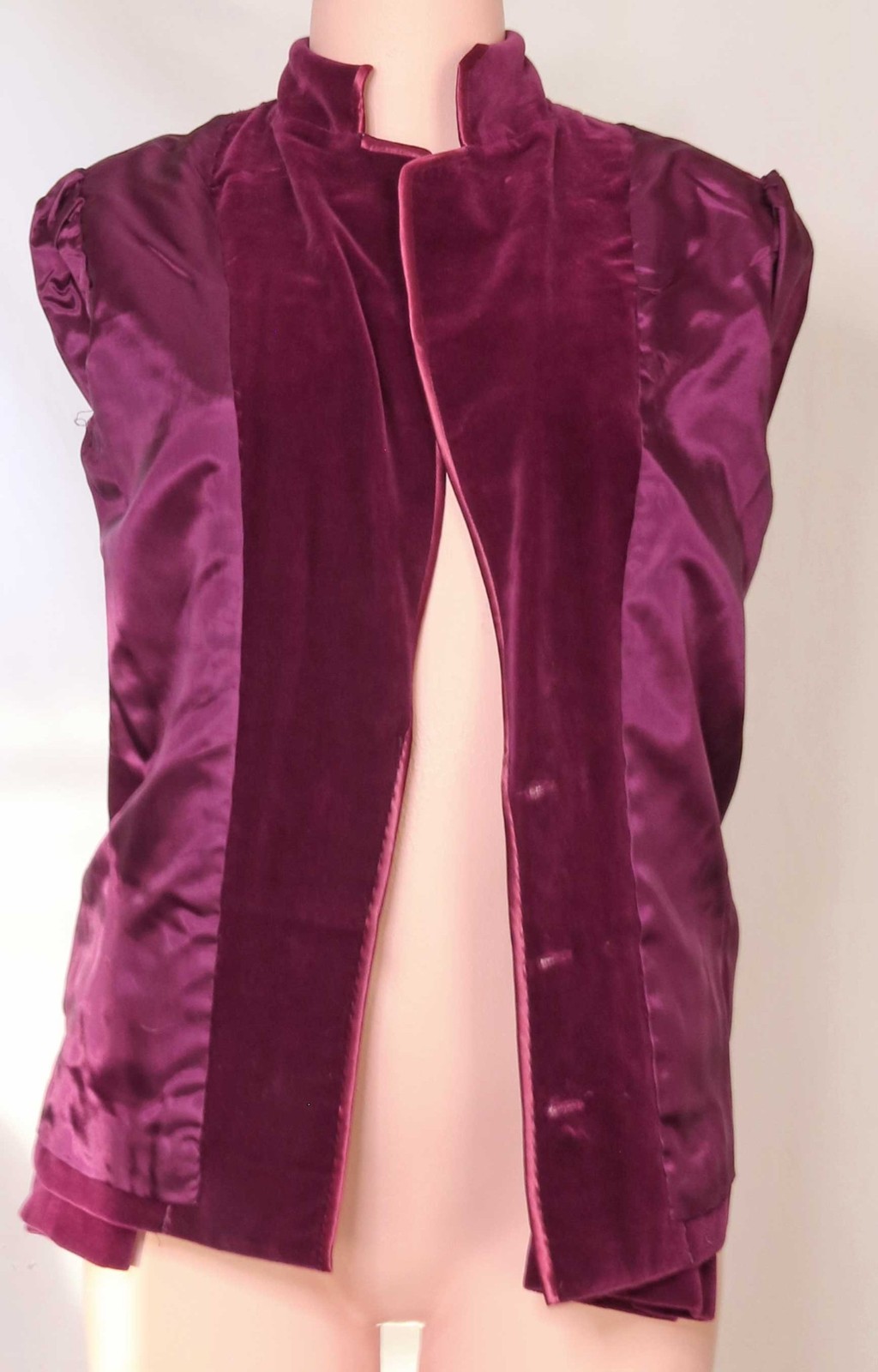 Vintage Ted Lapidus Haute Couture Jacket Burgundy Red Pleated Velvet Satin 36/S