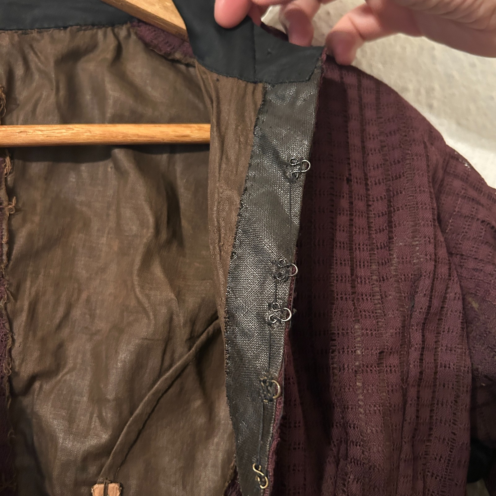 READ As is Victorian Womens S/M Dress Brown Lace Bodice & Skirt Study Repair