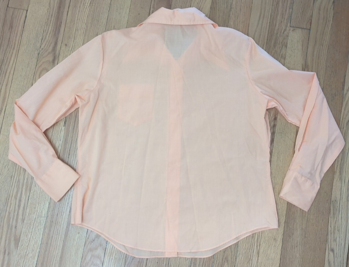 Kmart Vtg Cotton Poly Blend 1970s Button-up Shirt Orange/pink/ Cream Large