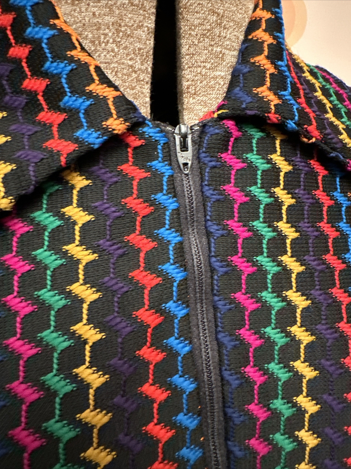 70s Knit Black rainbow Micro Mini Tunic Stockton Label