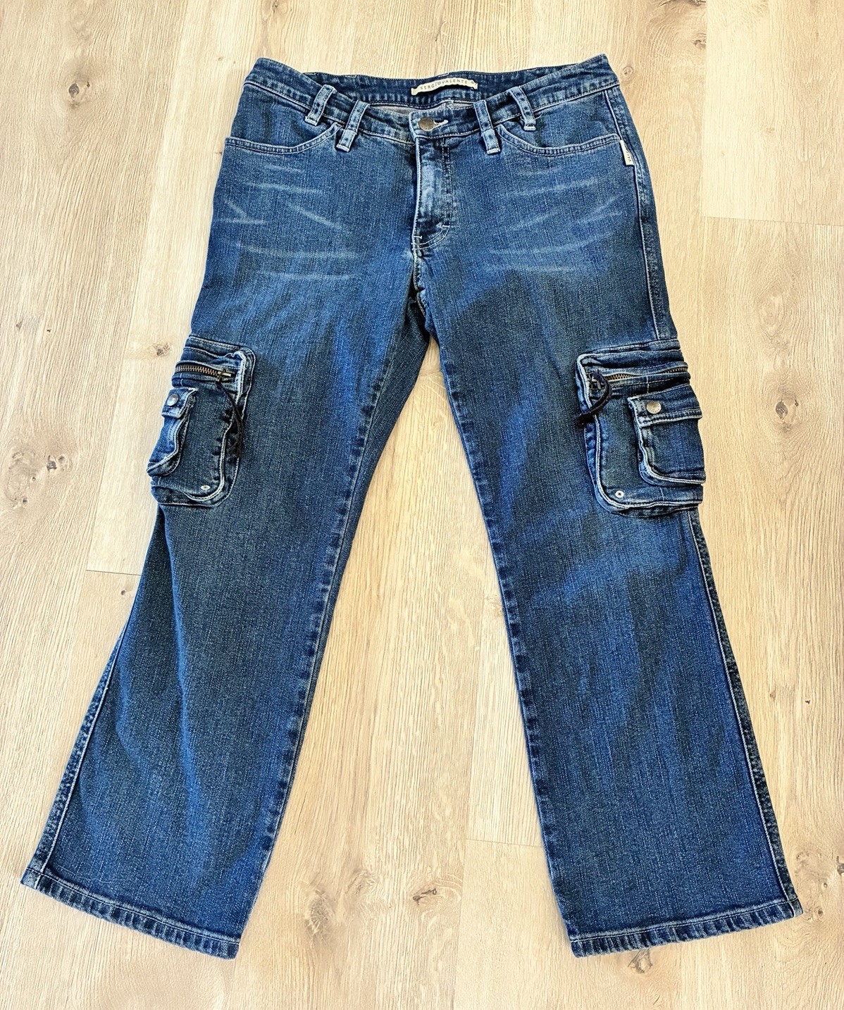 Vintage 80s Sergio Valente Cargo Crop Jeans Sz 30×25.5 Zip Leg Pockets Hong Kong