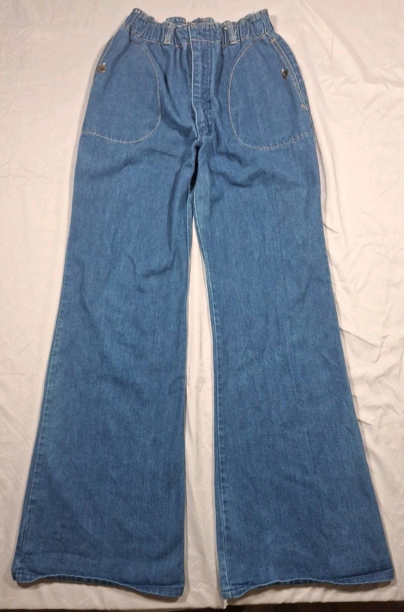 VTG 70&rsquo;s Faded Glory 4☆ By Appendagez Elastic Waist Bellbottom Jeans Jr. Size 32