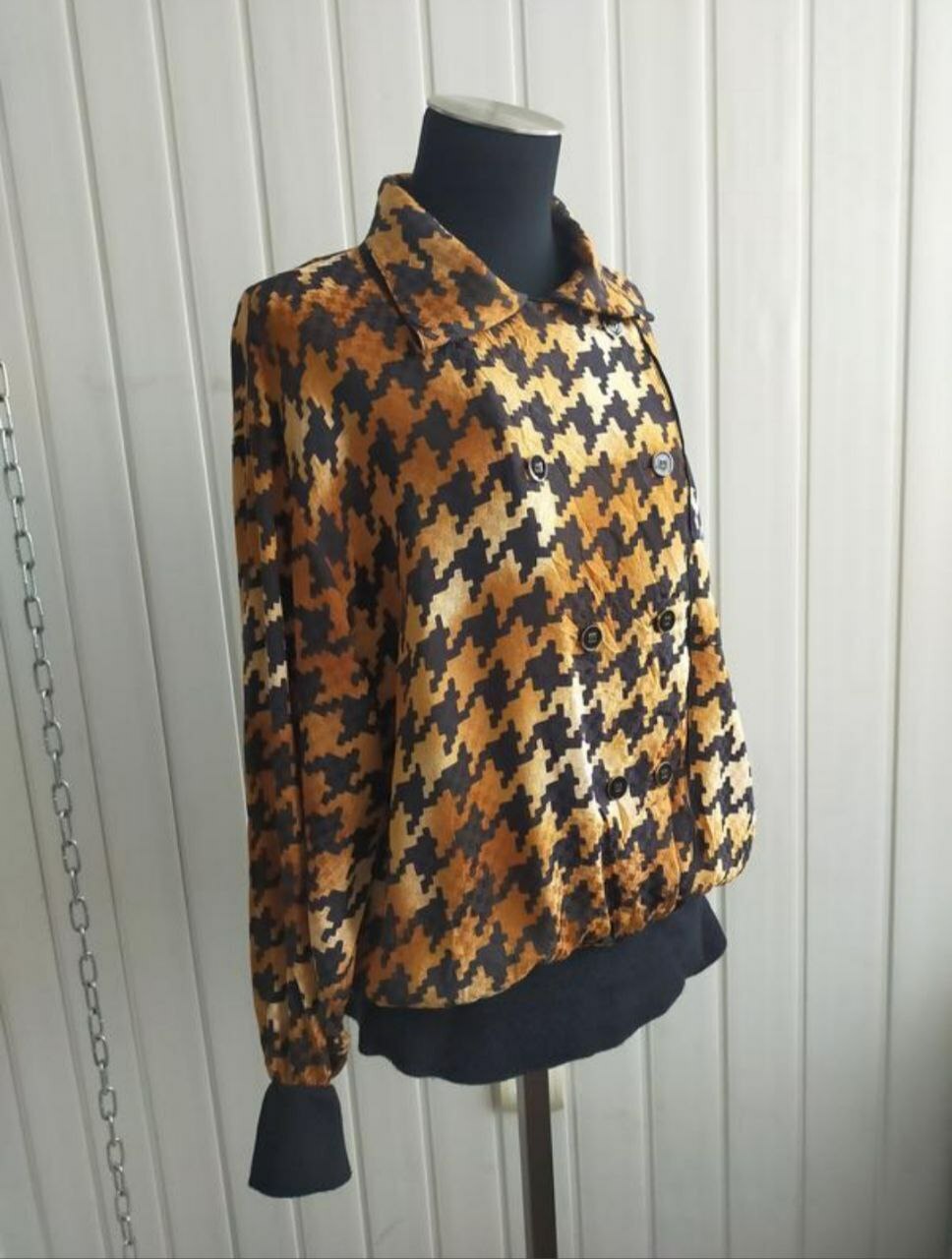 Double-breasted blouse in « houndstooth » Werner Graumann D46/XL