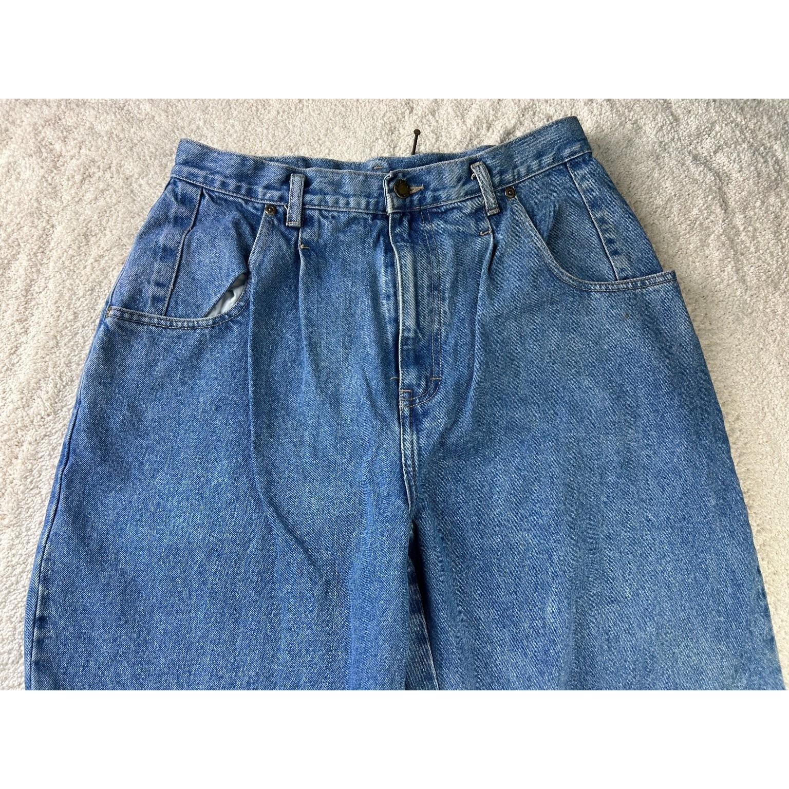 Vintage Brittania Express High Waisted Pleated Mom Jeans Medium Wash Blue Sz 14