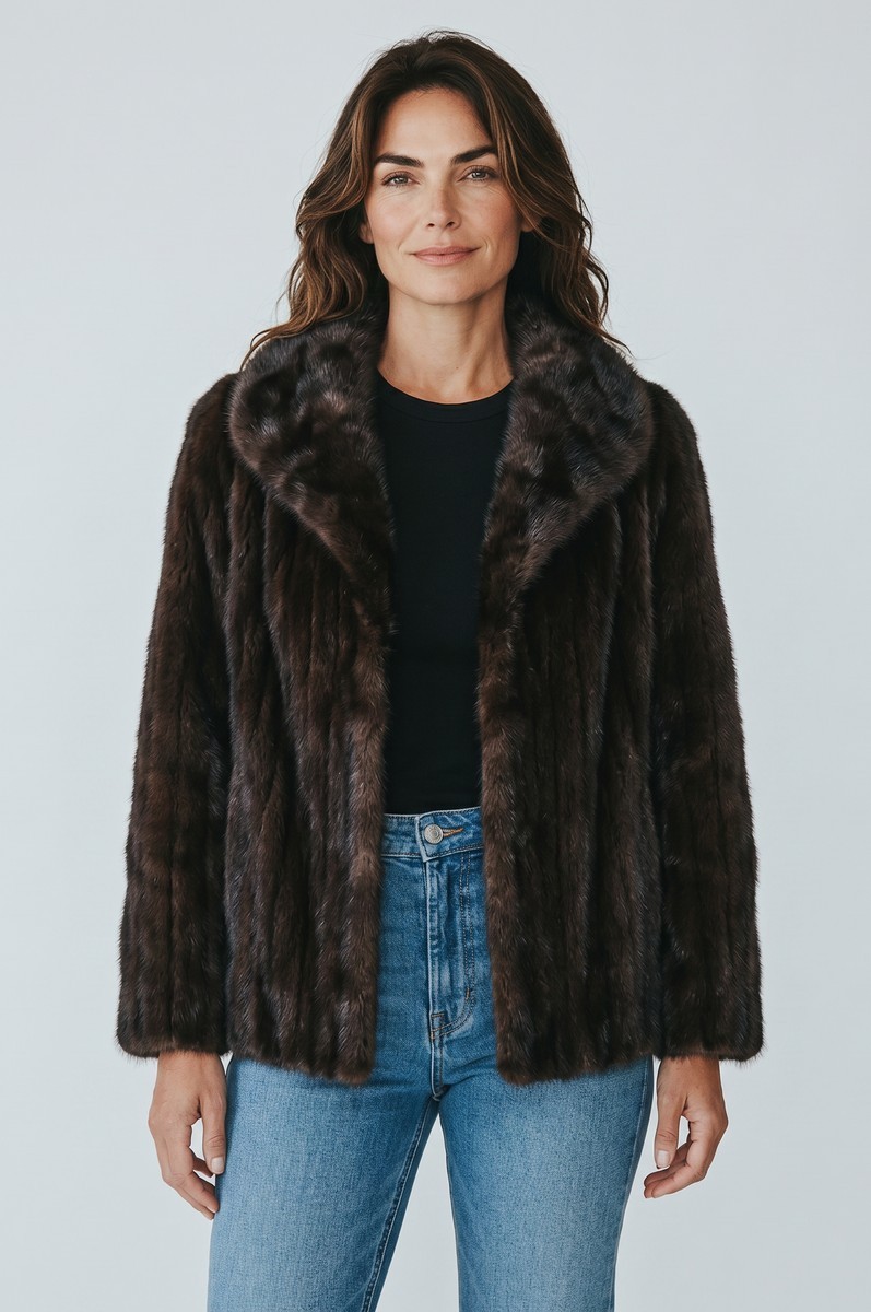 Vintage ZCMI Cameo Room Authentic Dark Brown Mink Fur Coat Jacket M/L
