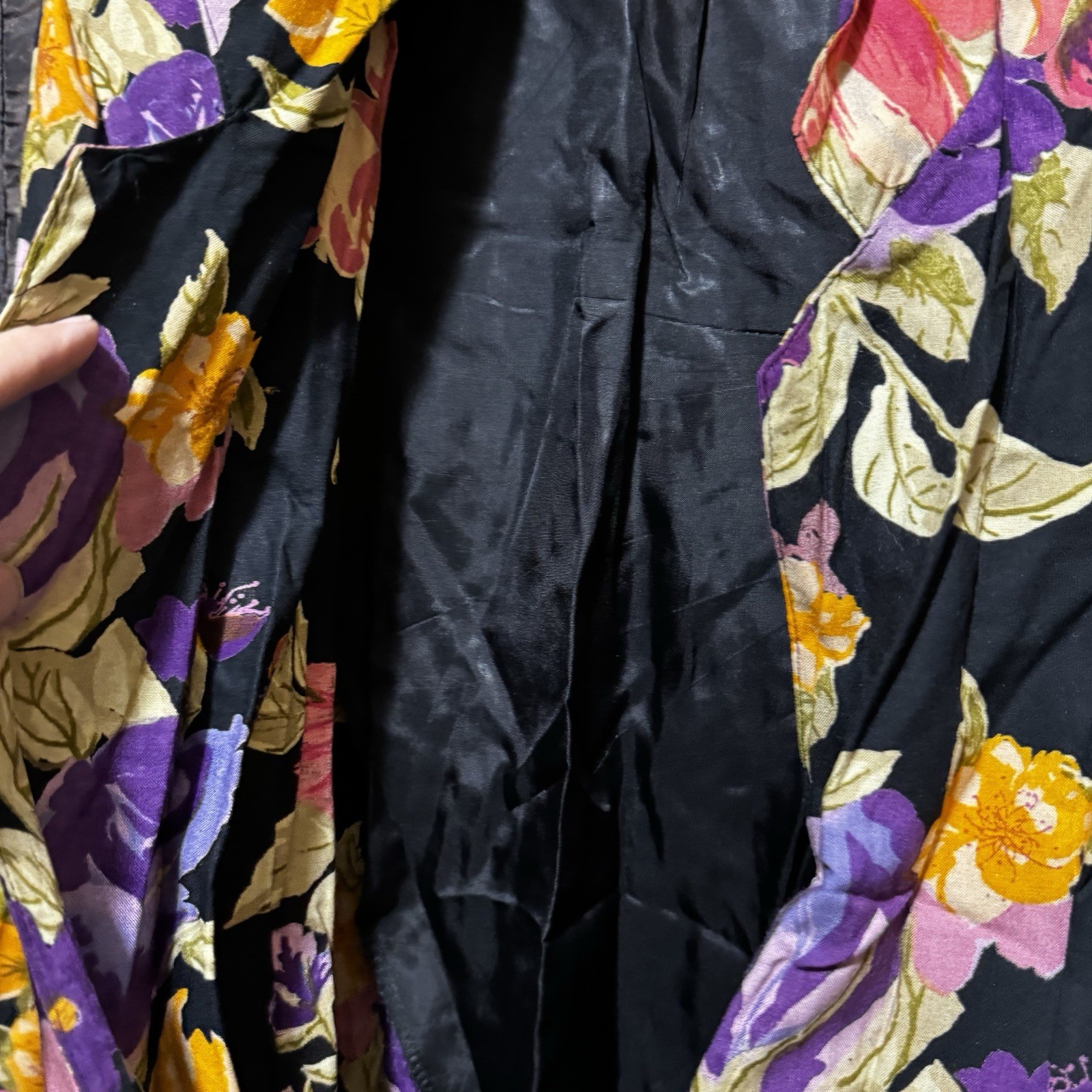 Floral Blazer Jewel Tones Oversized Long Size Women’s Medium Vintage 1980s