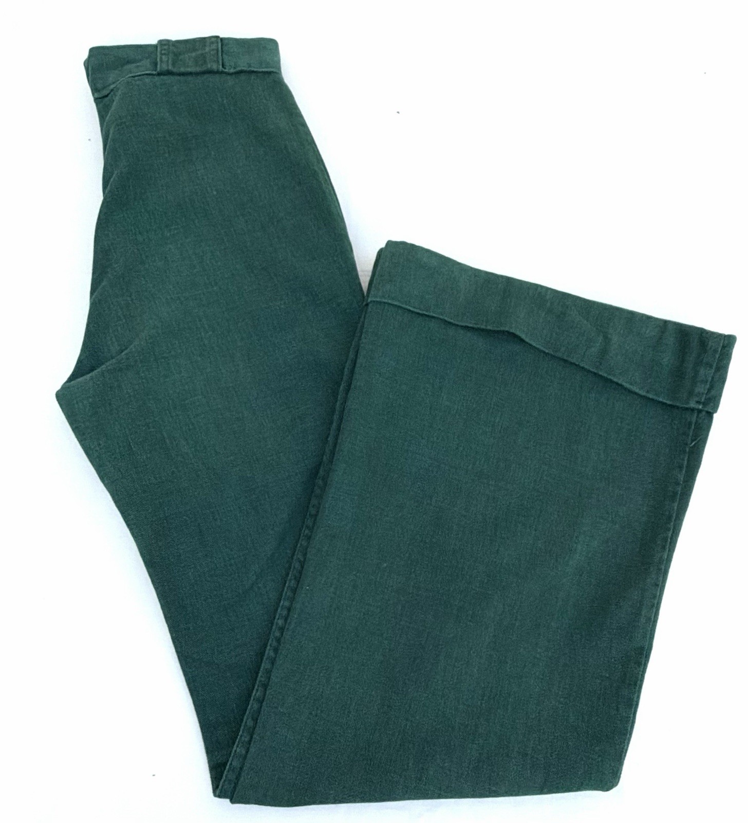 Vintage c1974 Forest Green Flared Pants Jeans Brushed Twill EUC 28” x 43.75”