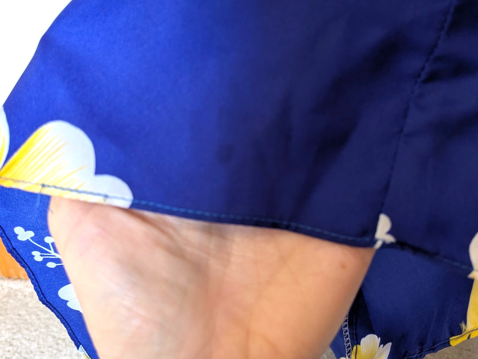 Vintage Hilo Hattie Caftan Kimono Style Blue Hibiscus Hawaiian Maxi Dress Poly