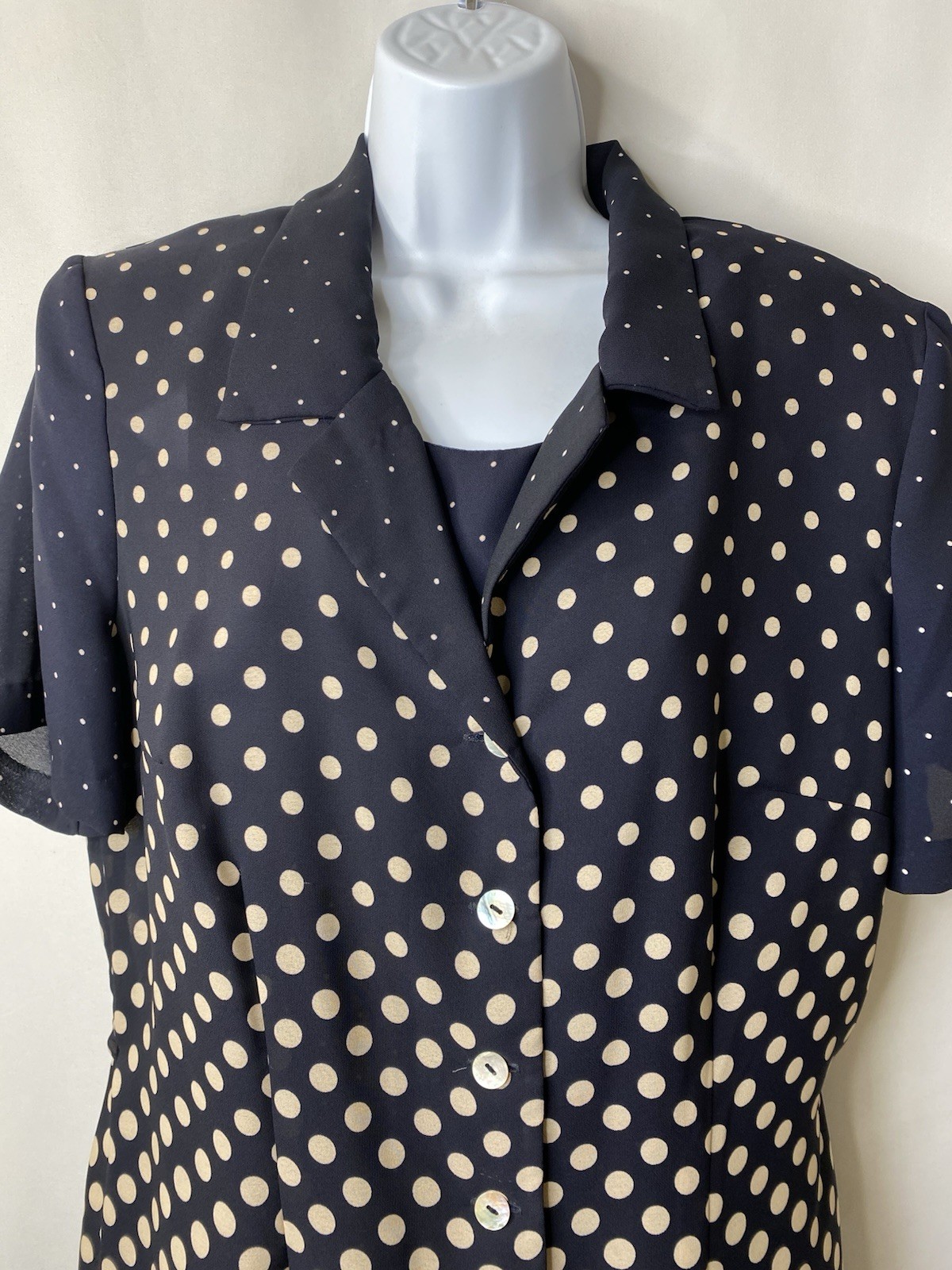 Vintage Miss Scarlet Women’s 2 Piece Maxi Dress Size 14 Polka Dot Patriotic Glam