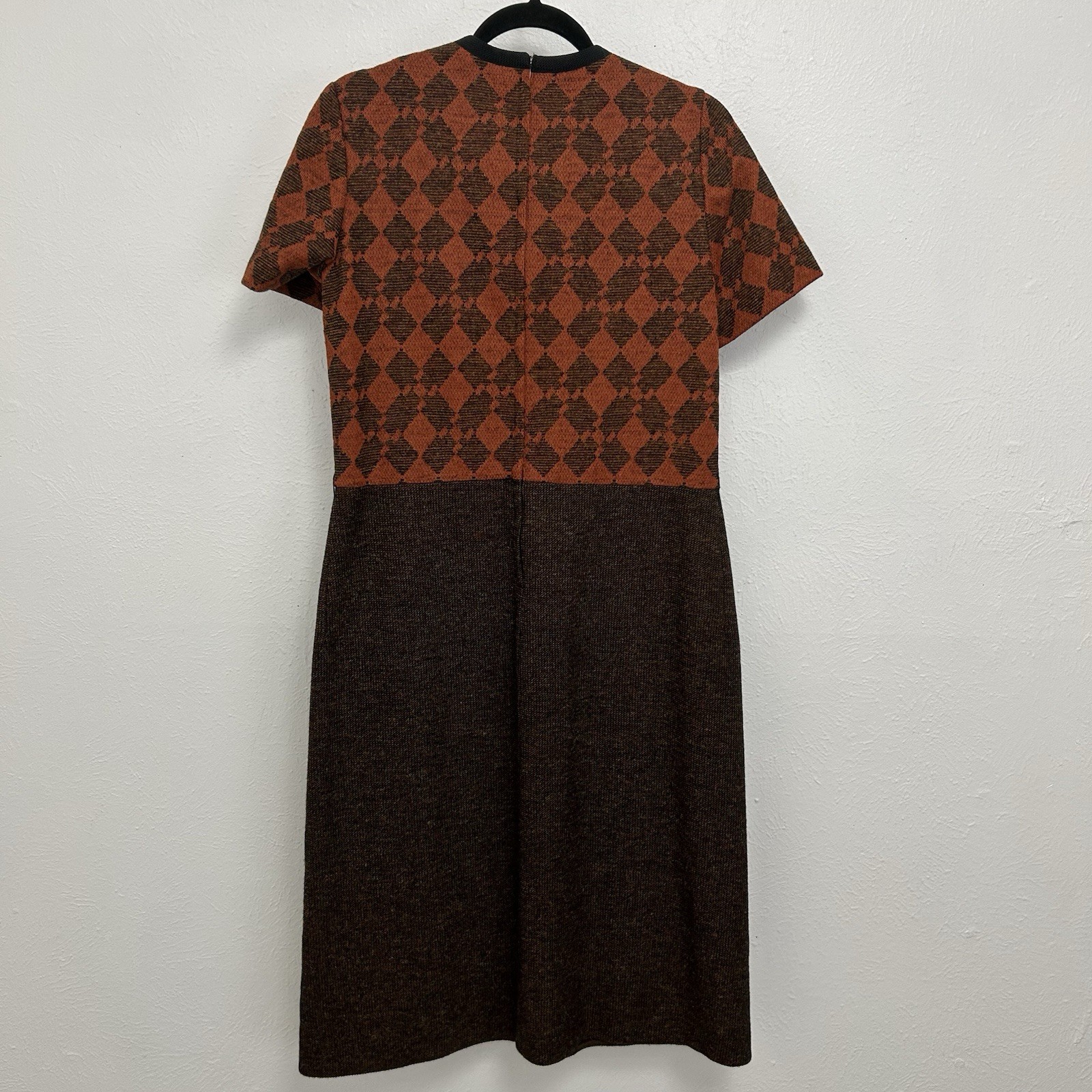 VTG Alper Schwartz M/L Brown Orange Wool Tweed Suit Dress Jacket 2-Pc 1960s/70s
