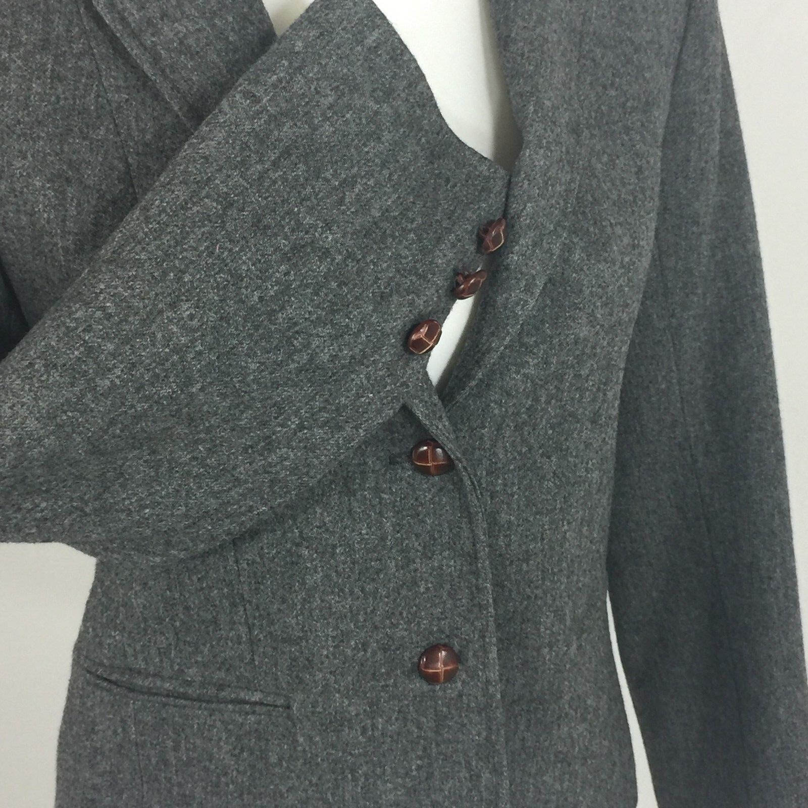 Larry Levine Womens Medium Blazer Wool Grey Union Made Vintage