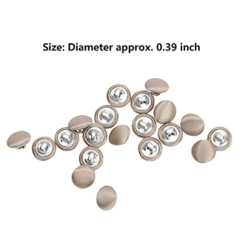 20 Pcs Satin Covered Metal Shank Buttons Cloth Buttons for 10mm Champagne