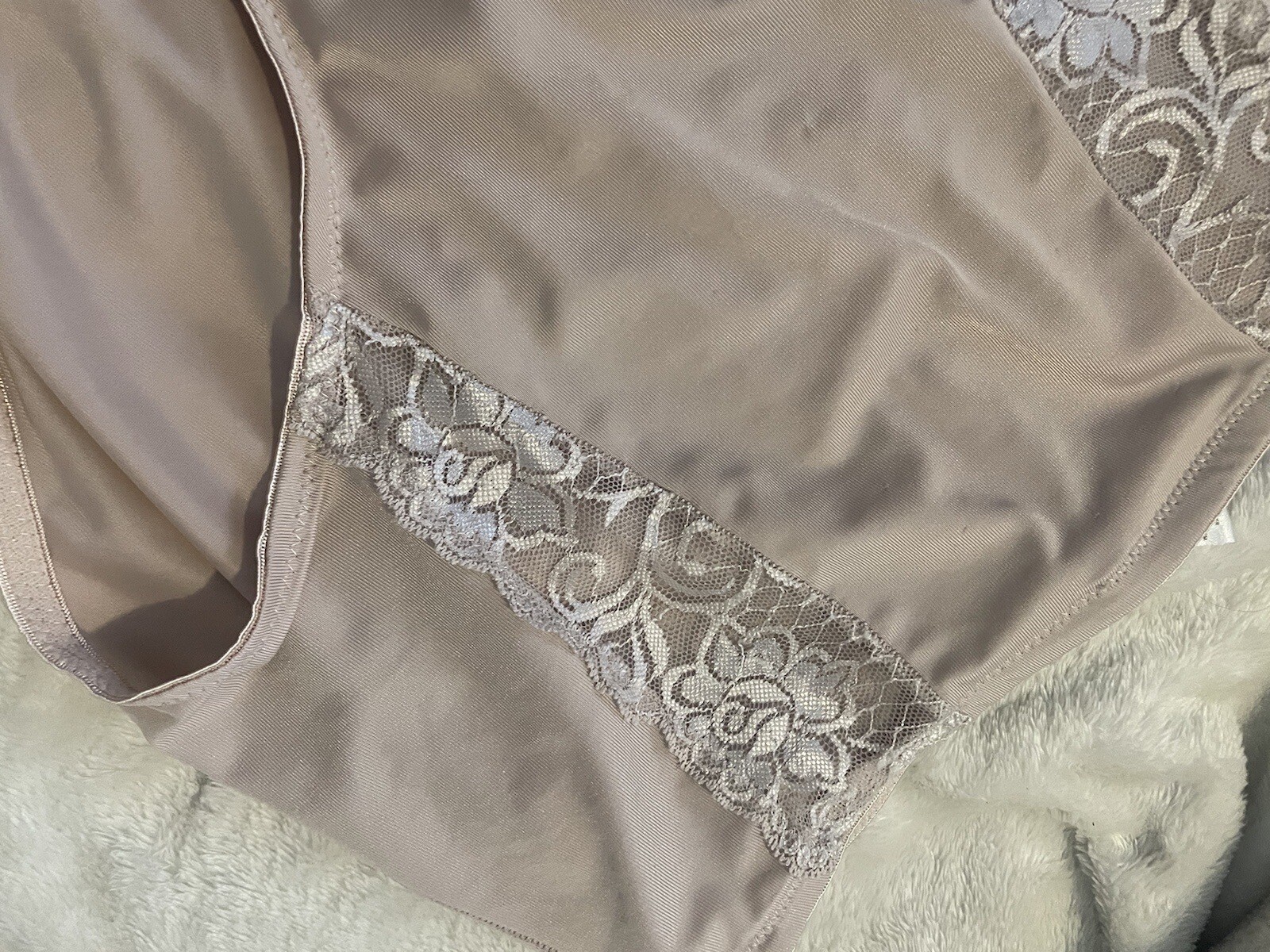 MARILYN MONROE PLUS 1X VNTAGE STRETCHY BEIGE SHAPER PANTY BRIEF~LACE TRIM~ 1X