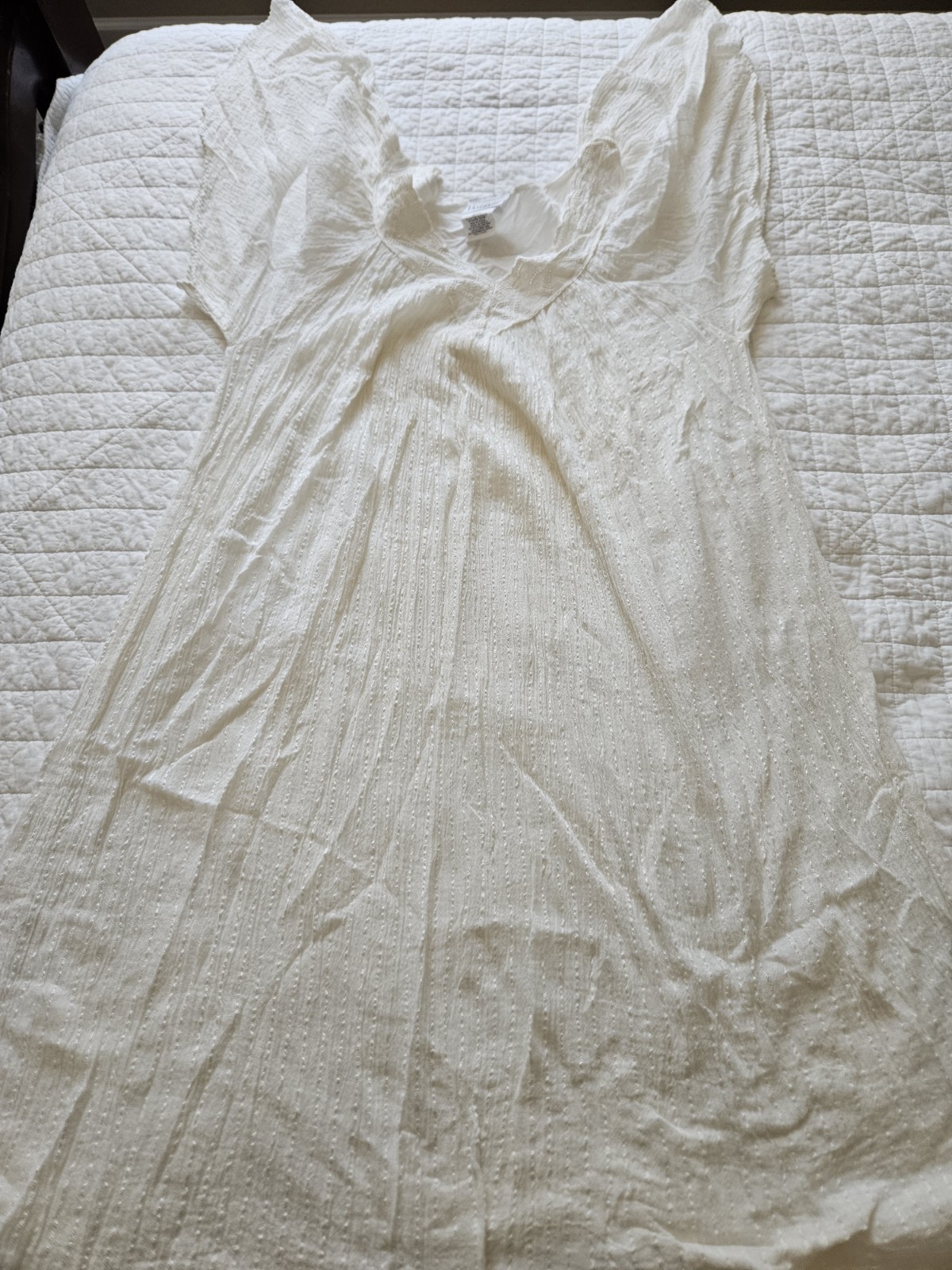 Vtg Vandemere White Gauze Cotton Flutter Sleeve Maxi Dress Grecian Cottagecore