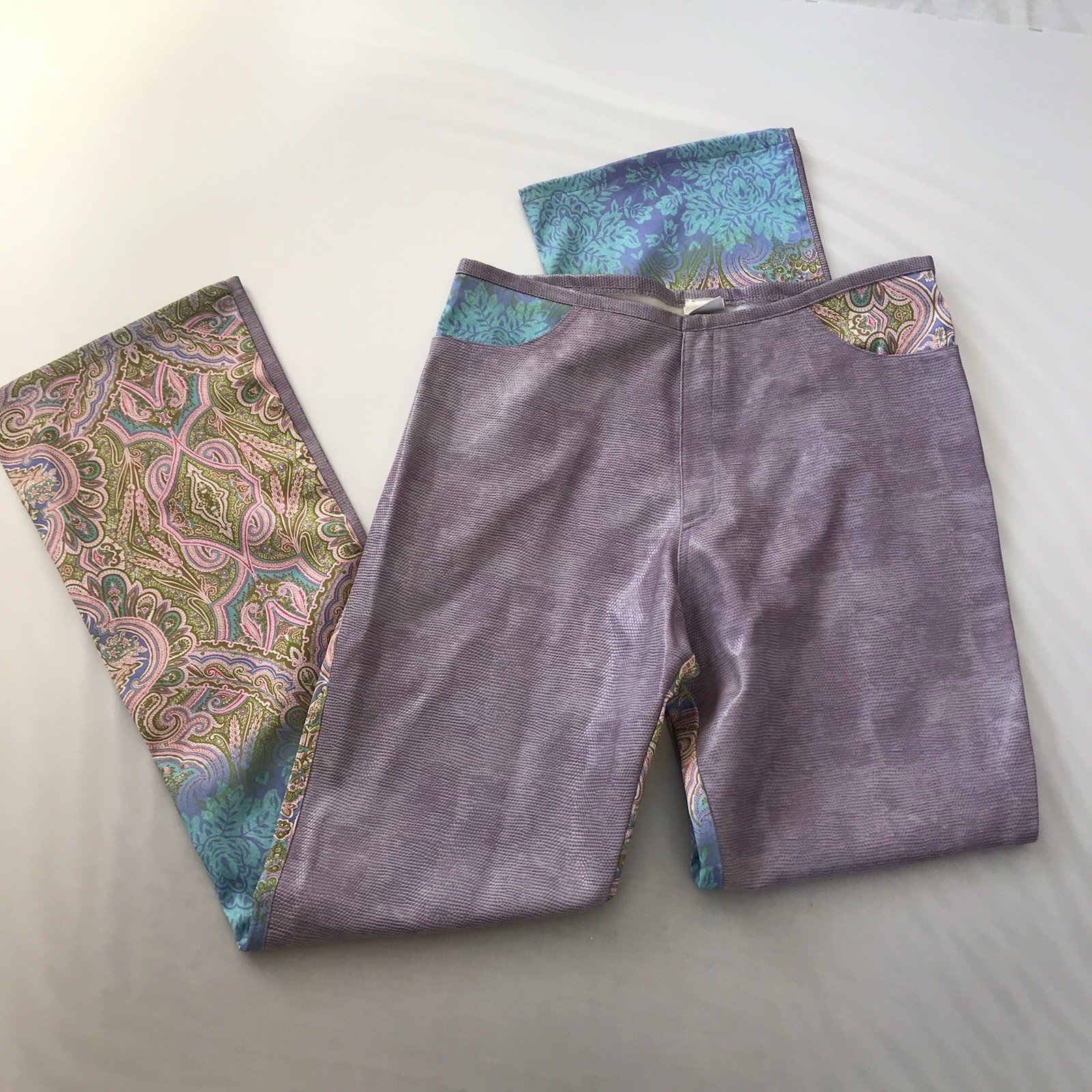 Vintage 1970’s Pants Women’s 28 Purple Flare Bottom Hippy France Faux Leather
