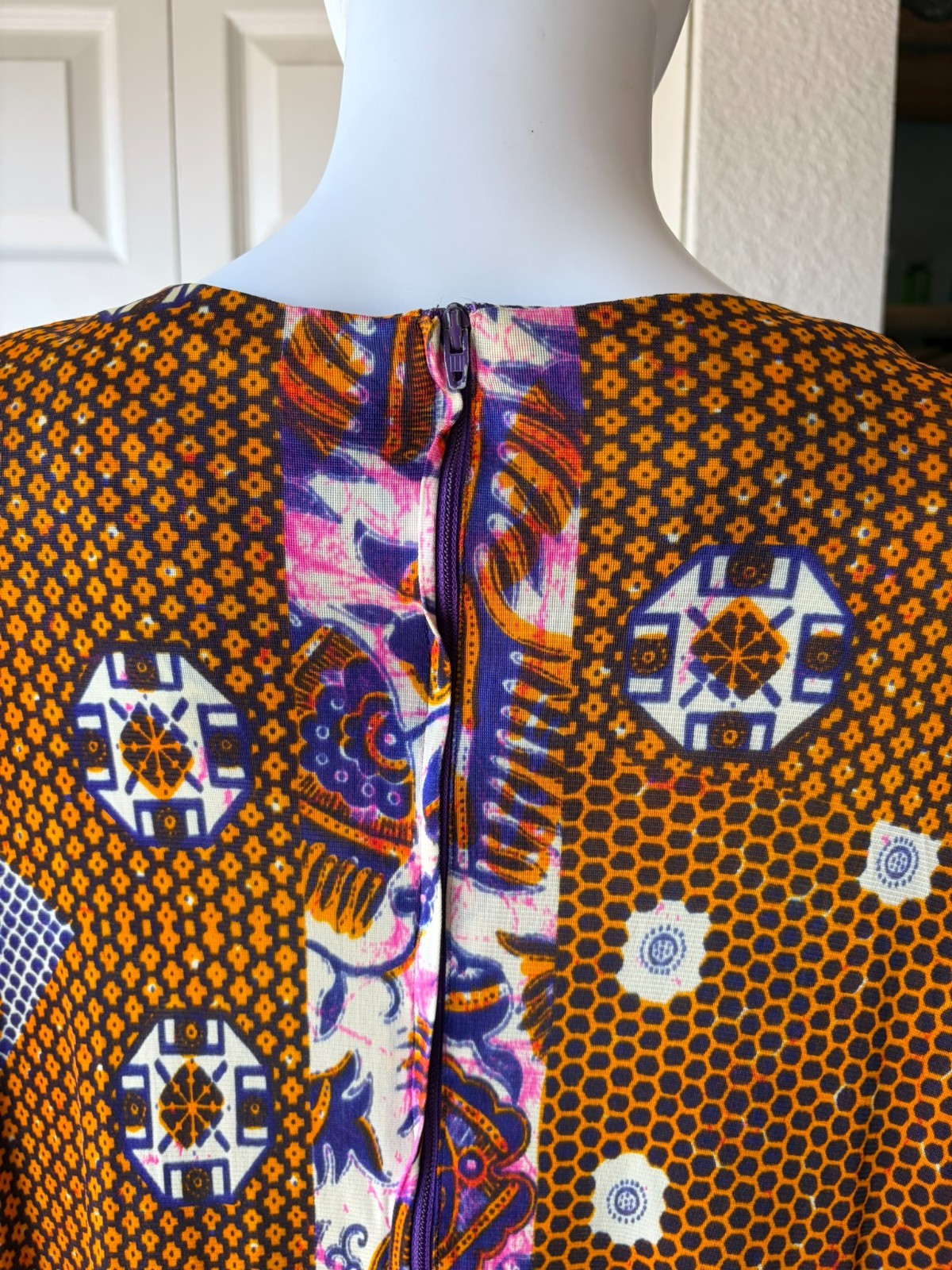 Vintage 70&rsquo;s Colorful Pattern Kaftan Maxi Dress