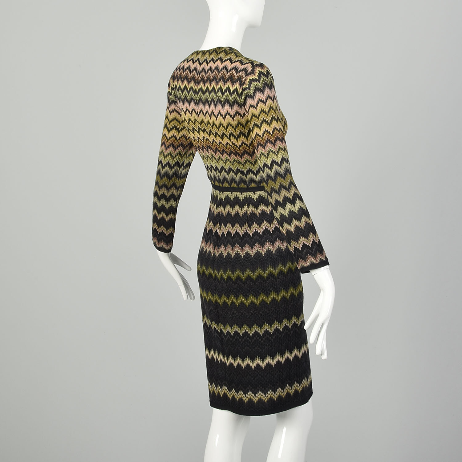 Small-Medium 1990s Zig-Zag Missoni Orange Label Dress Multicolored VTG 90s