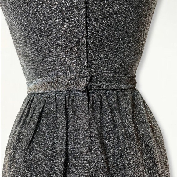 Vintage 1970s Silver Metallic Studio 54 Keyhole Jewel Belted Halter Maxi Dress
