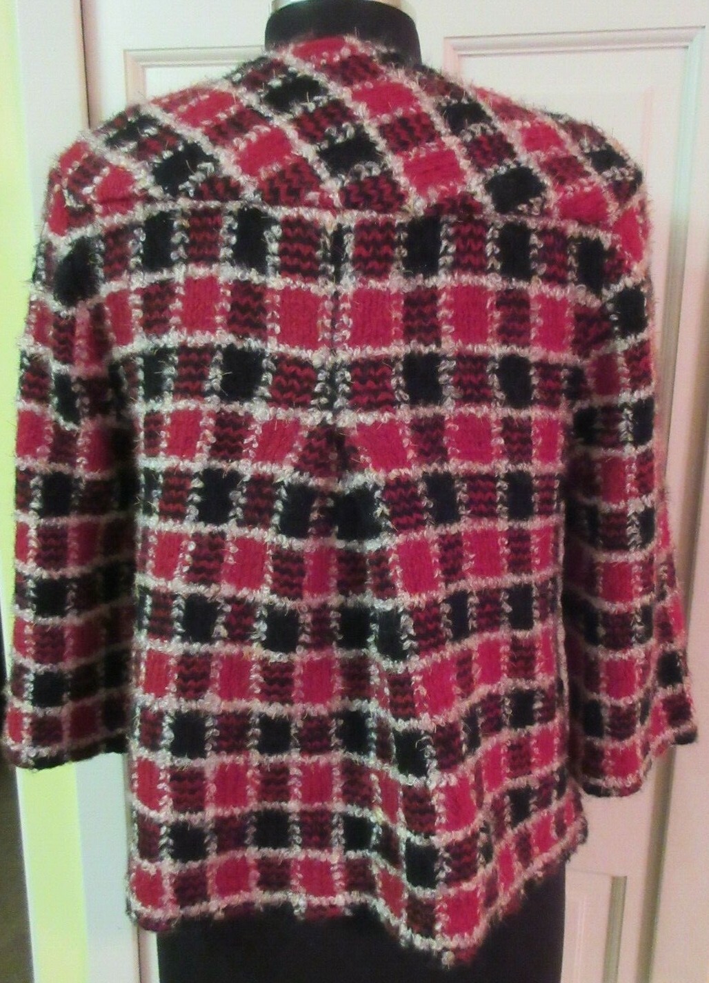 RETRO VINTAGE JACKET RED & BLACK SWING STYLE SIZE M/L NO LABEL