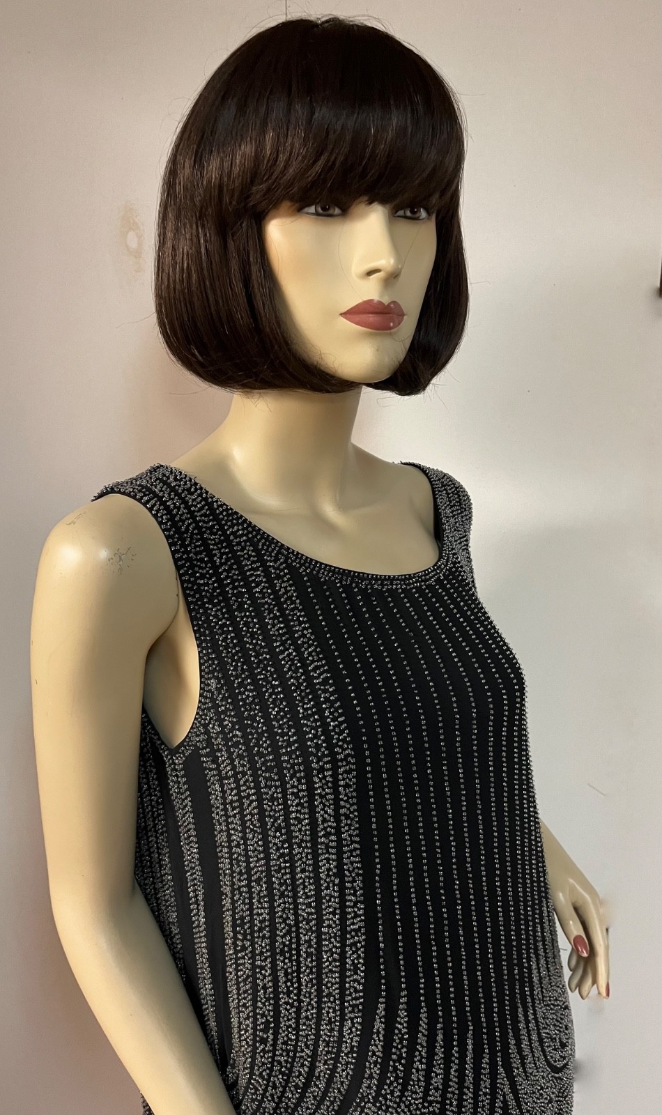 Vintage J Peterman 1920s Style Art Deco Beaded Silk Fever Dress Size 8 Bust 36-7