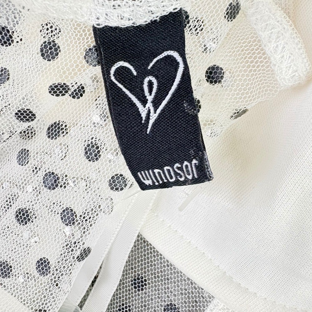 Windsor L White Rhinestone Mesh Corset Satin Tiered Ruffle Mini Dress Party NWT