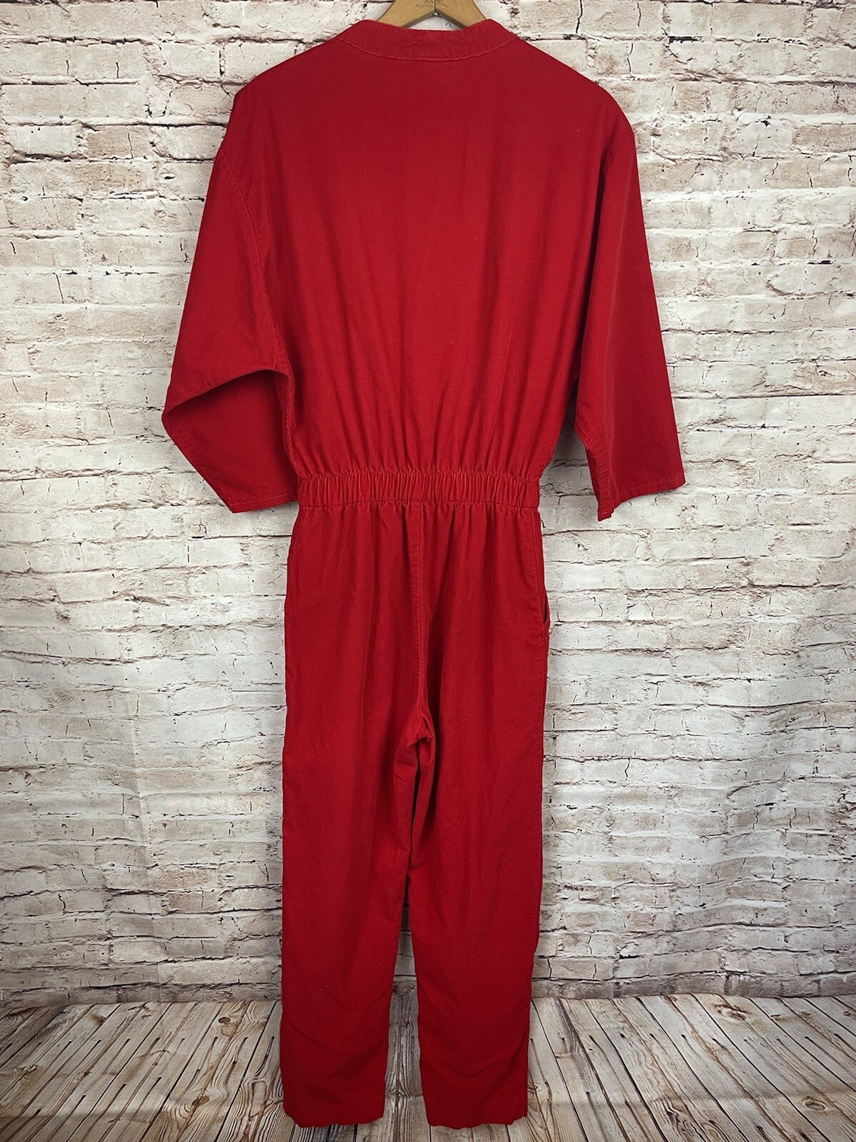 Vintage Couture Saint Germain Paris Red Jumpsuit Elastic Back 9/10 Med
